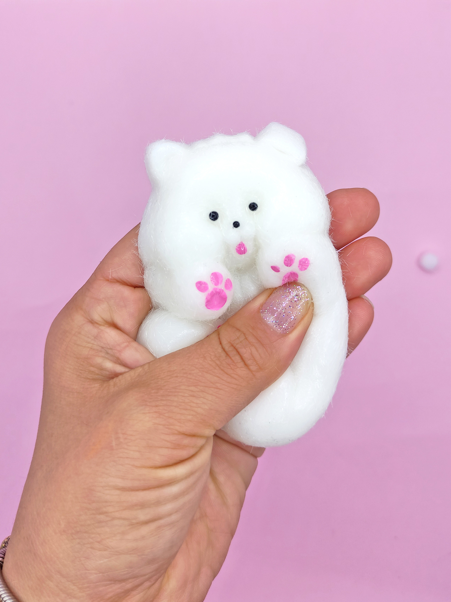 Limmy Sevimli Köpek Squishy Tüylü Beyaz Patili Yumuşacık (6X9 Cm) Sukuş