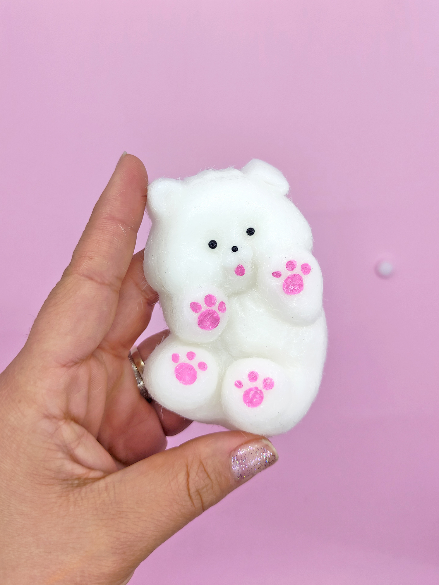 Limmy Sevimli Köpek Squishy Tüylü Beyaz Patili Yumuşacık (6X9 Cm) Sukuş
