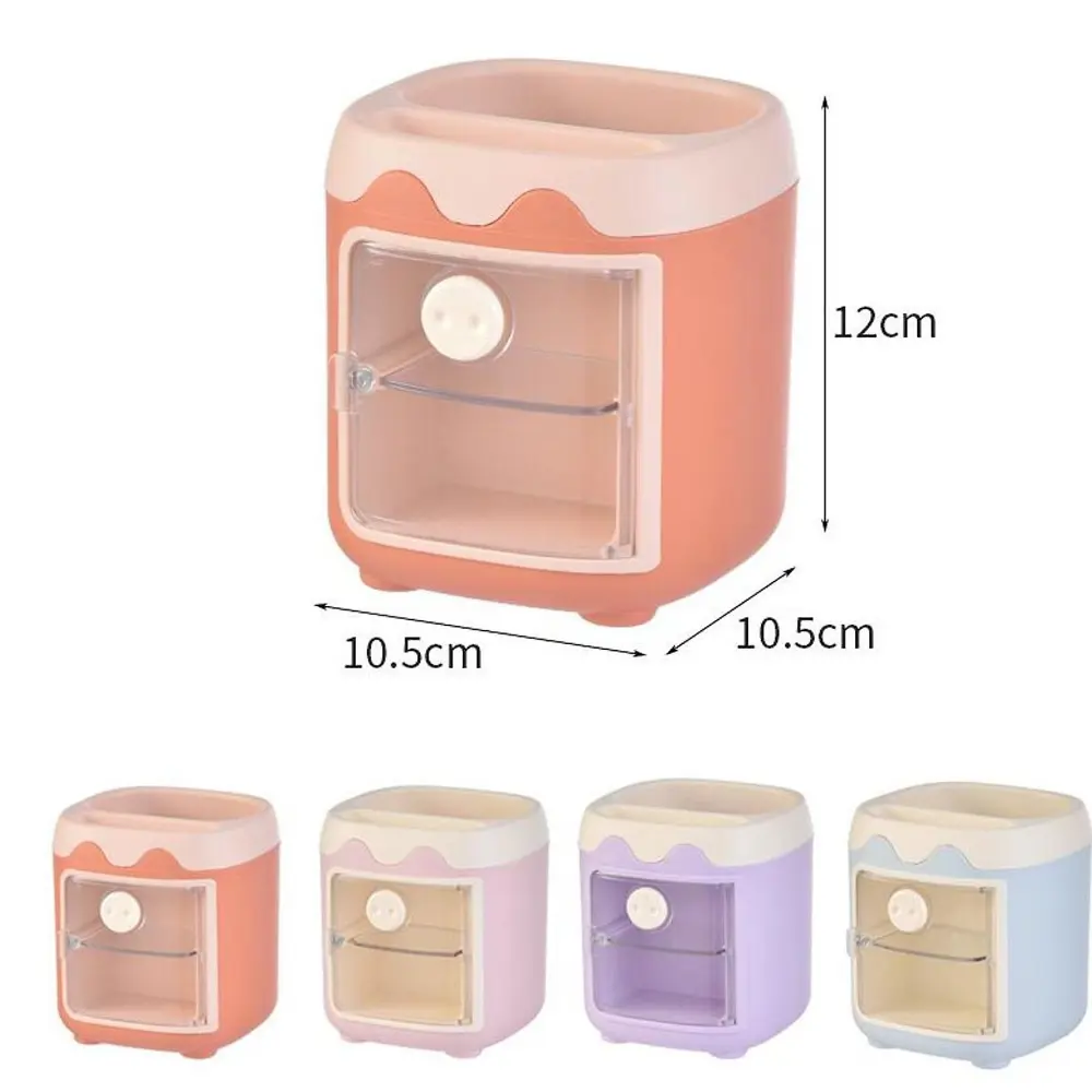 Sevimli Masaüstü Kalemlik Kawaii Kapaklı Mini Dolaplı Kalemlik - 