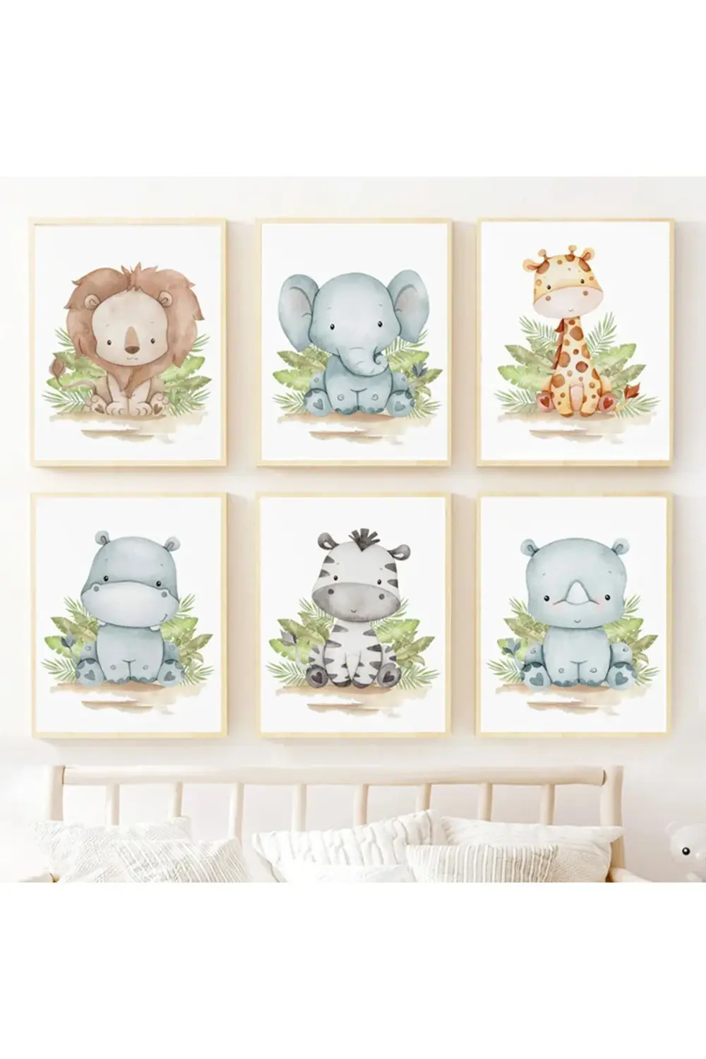 Sevimli Minik Hayvanlar 6’lı Çerçeve Görünümlü Modern MDF Tablo S