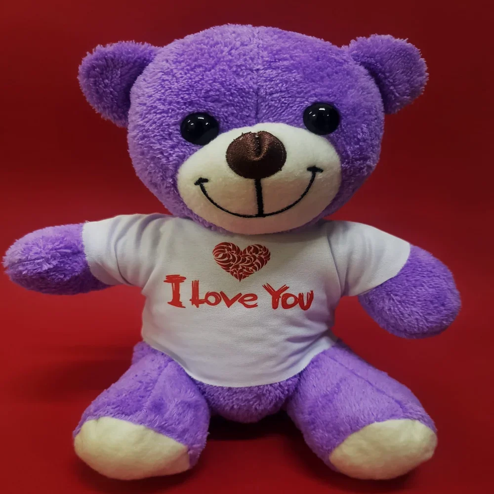 Sevimli Mor Peluş Ayıcık Tişörtlü Hediye Oyuncak