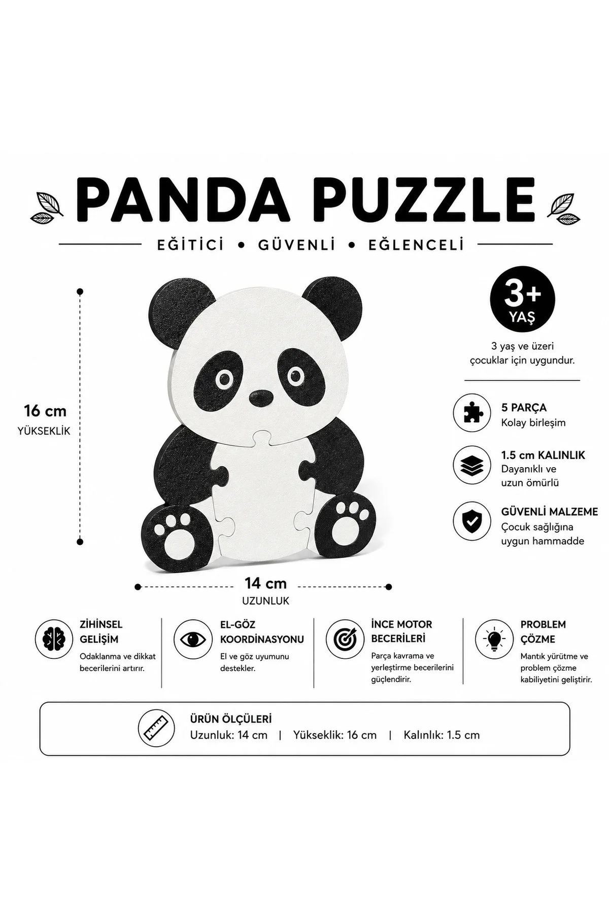 Sevimli Panda 3D Baskı Puzzle – 5 Parça Eğitici Çocuk Yapbozu (3+ Yaş) Sevimli Panda 3D Baskı Puzzle – 5 Parça Eğitici Çocuk Yapbozu (3+ Yaş)