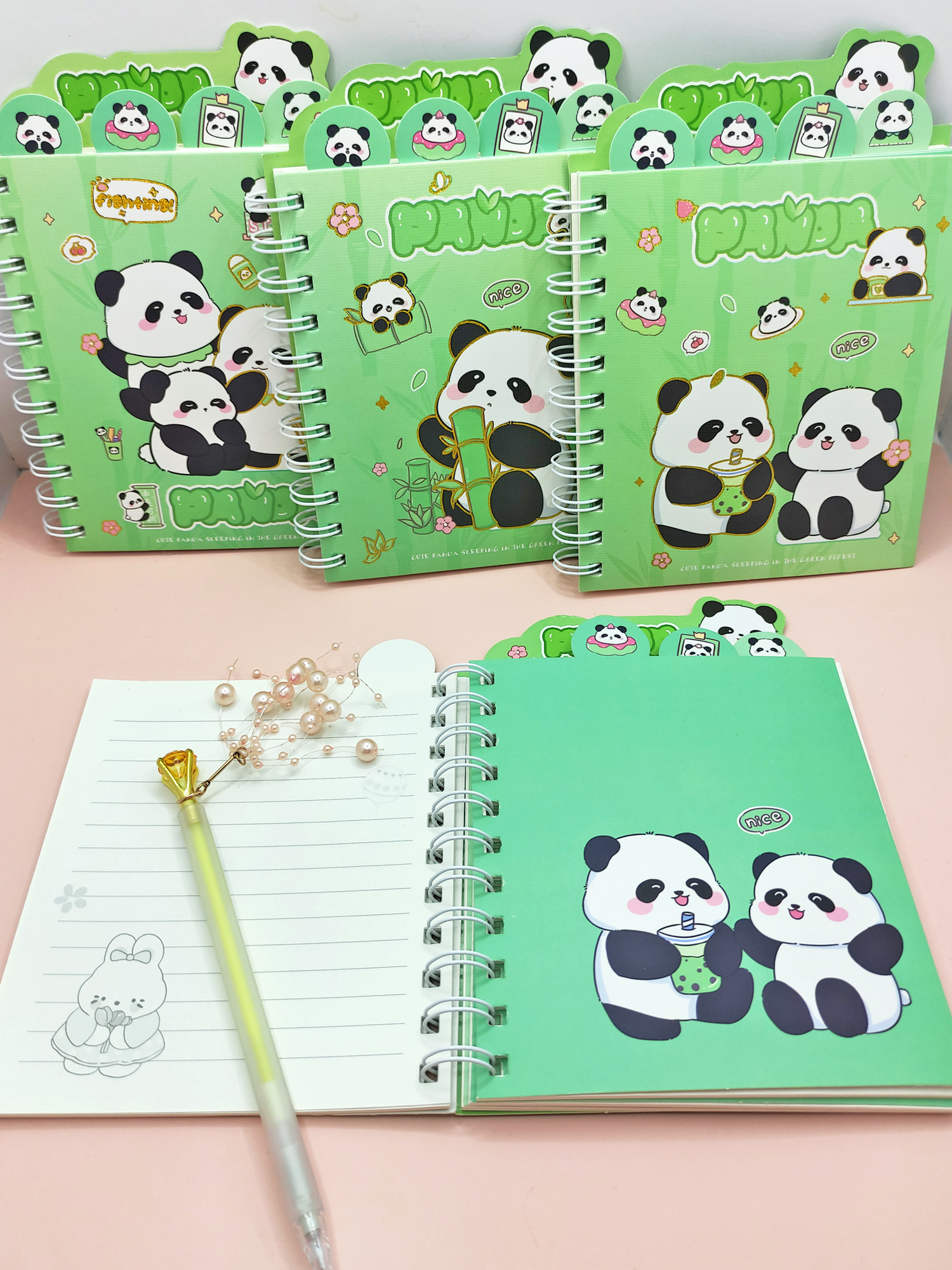 Sevimli Panda Ayraçlı A5 Not Defteri (14x18 cm) - Uykucu Panda