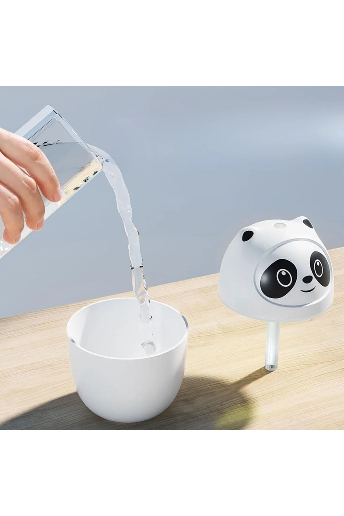 Sevimli Panda Figürlü – Ultrasonik Soğuk Buhar Makinesi, LED Işık