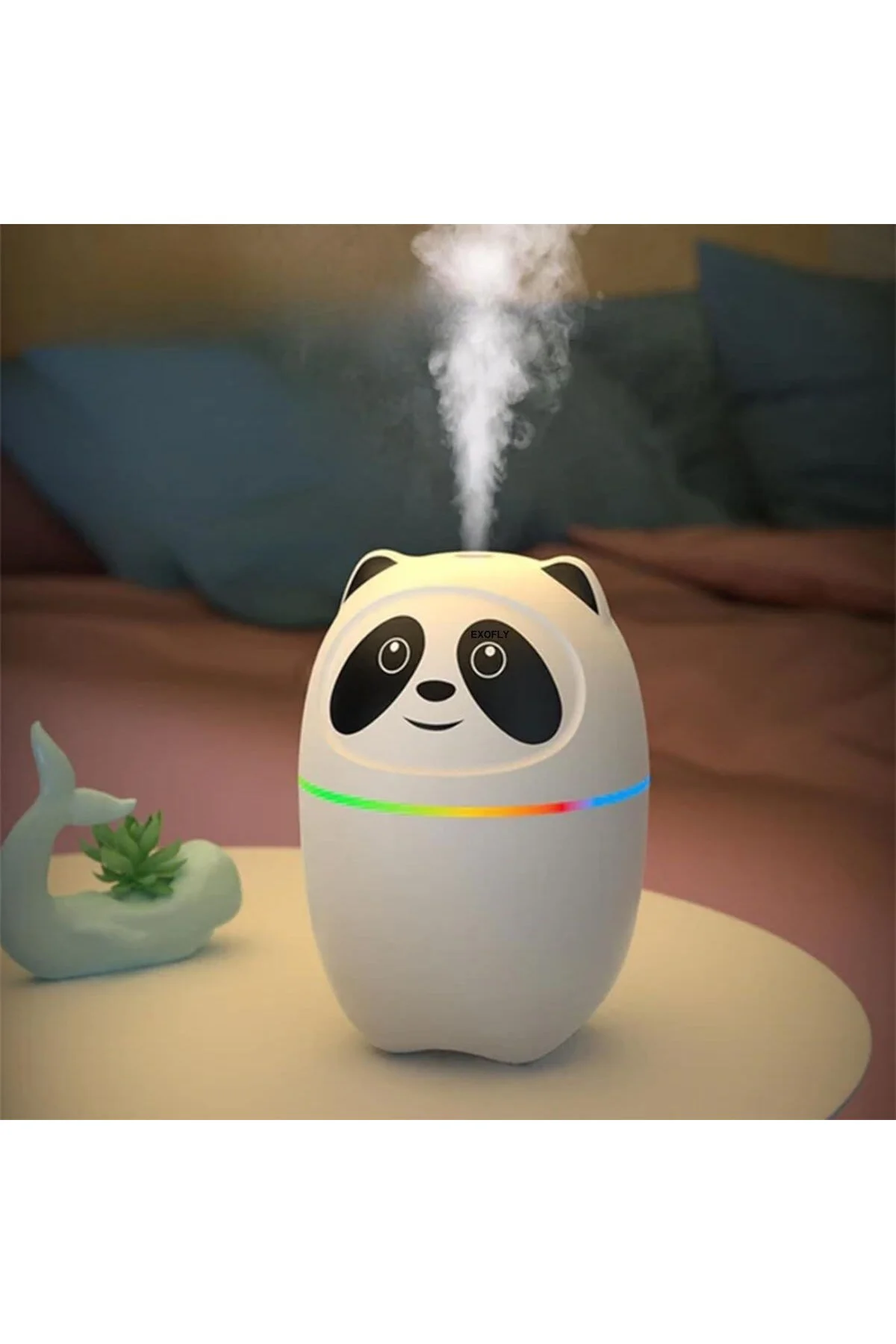 Sevimli Panda Figürlü – Ultrasonik Soğuk Buhar Makinesi, LED Işık