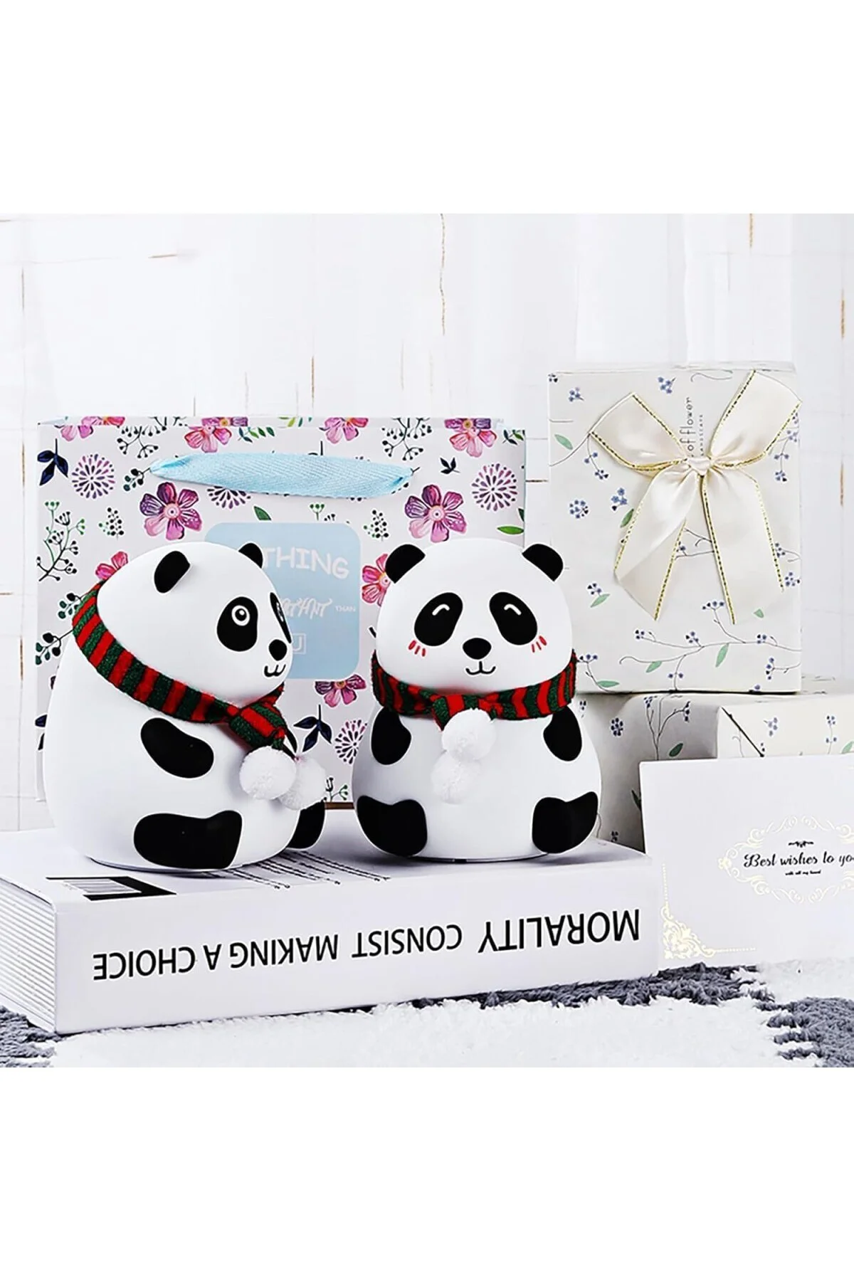 Sevimli Panda Gece Lambası Silikon LED Işık Çocuk Odası Dekoru He