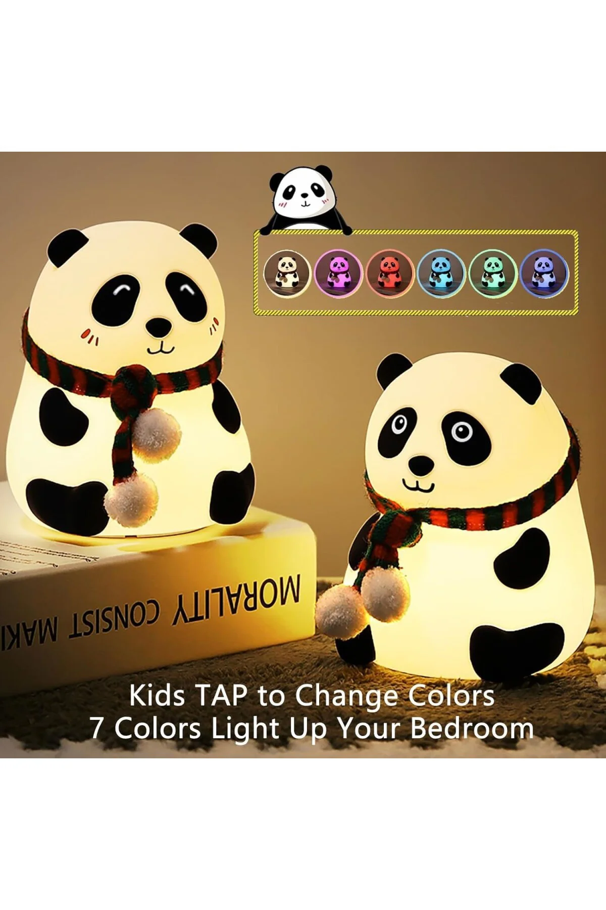 Sevimli Panda Gece Lambası Silikon LED Işık Çocuk Odası Dekoru He