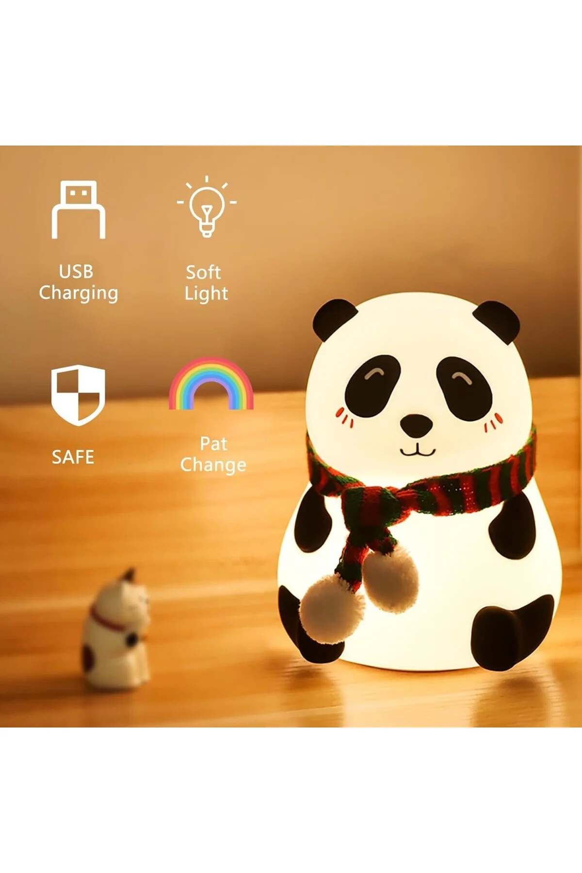Sevimli Panda Gece Lambası Silikon LED Işık Çocuk Odası Dekoru He