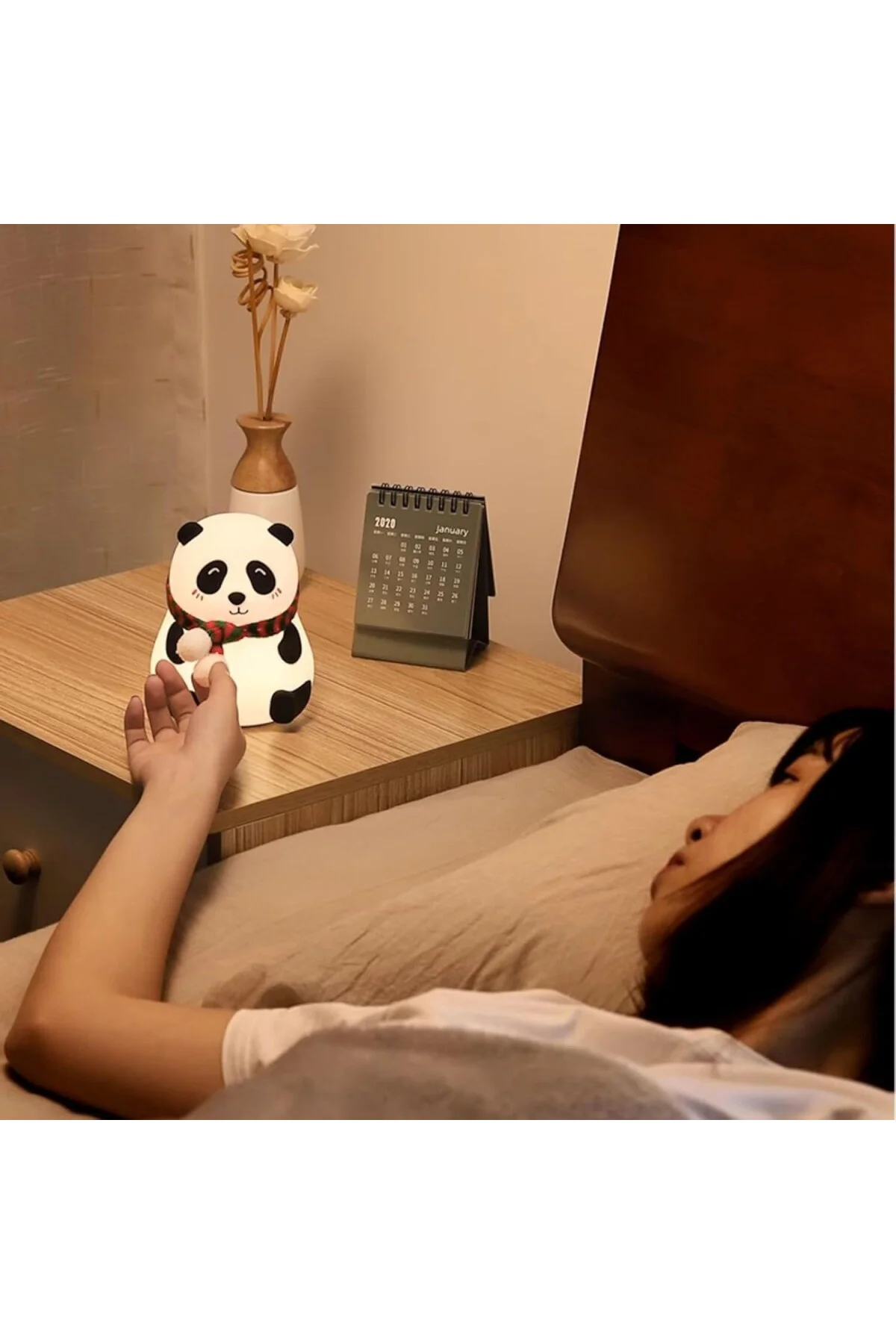 Sevimli Panda Gece Lambası Silikon LED Işık Çocuk Odası Dekoru He