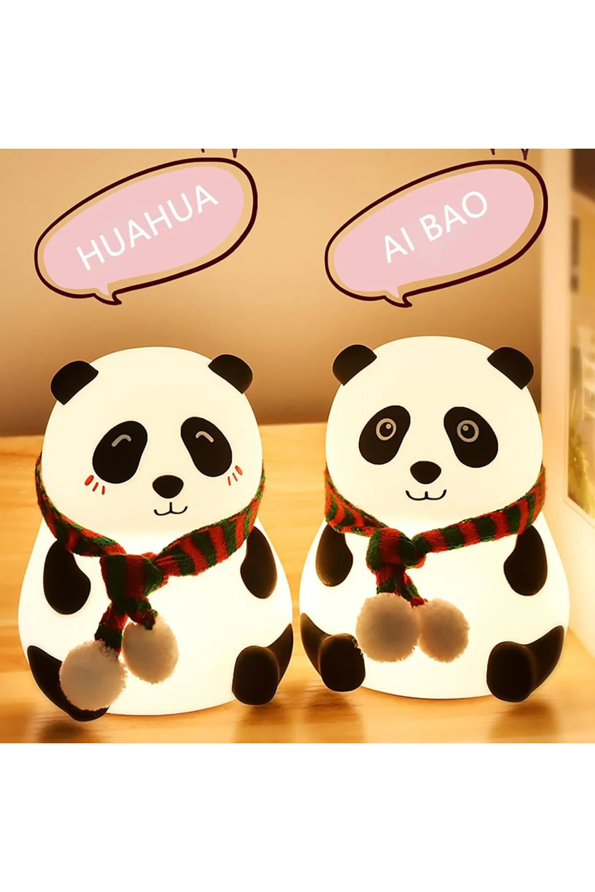 Sevimli Panda Gece Lambası Silikon LED Işık Çocuk Odası Dekoru He