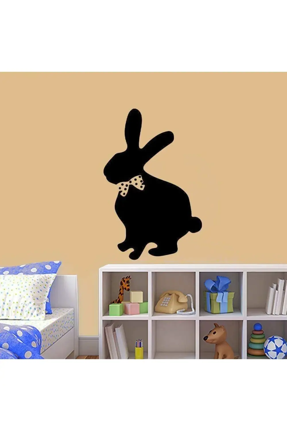 Sevimli Papyonlu Tavşan Silüeti Dekoratif Çocuk Odası Duvar Stick