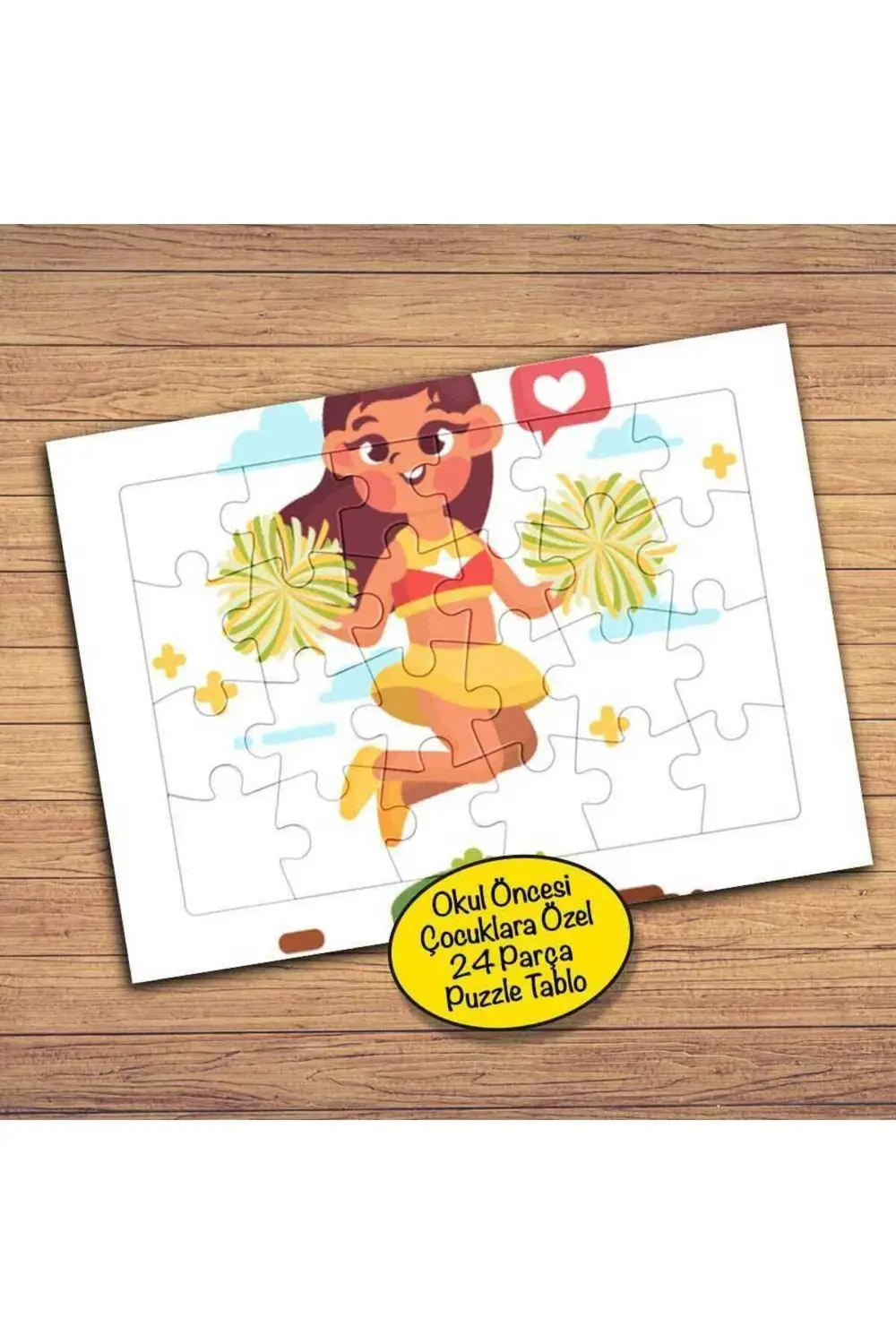 Sevimli Ponpon Kız Çocuklara Özel Puzzle Yapboz Tablo-172pz