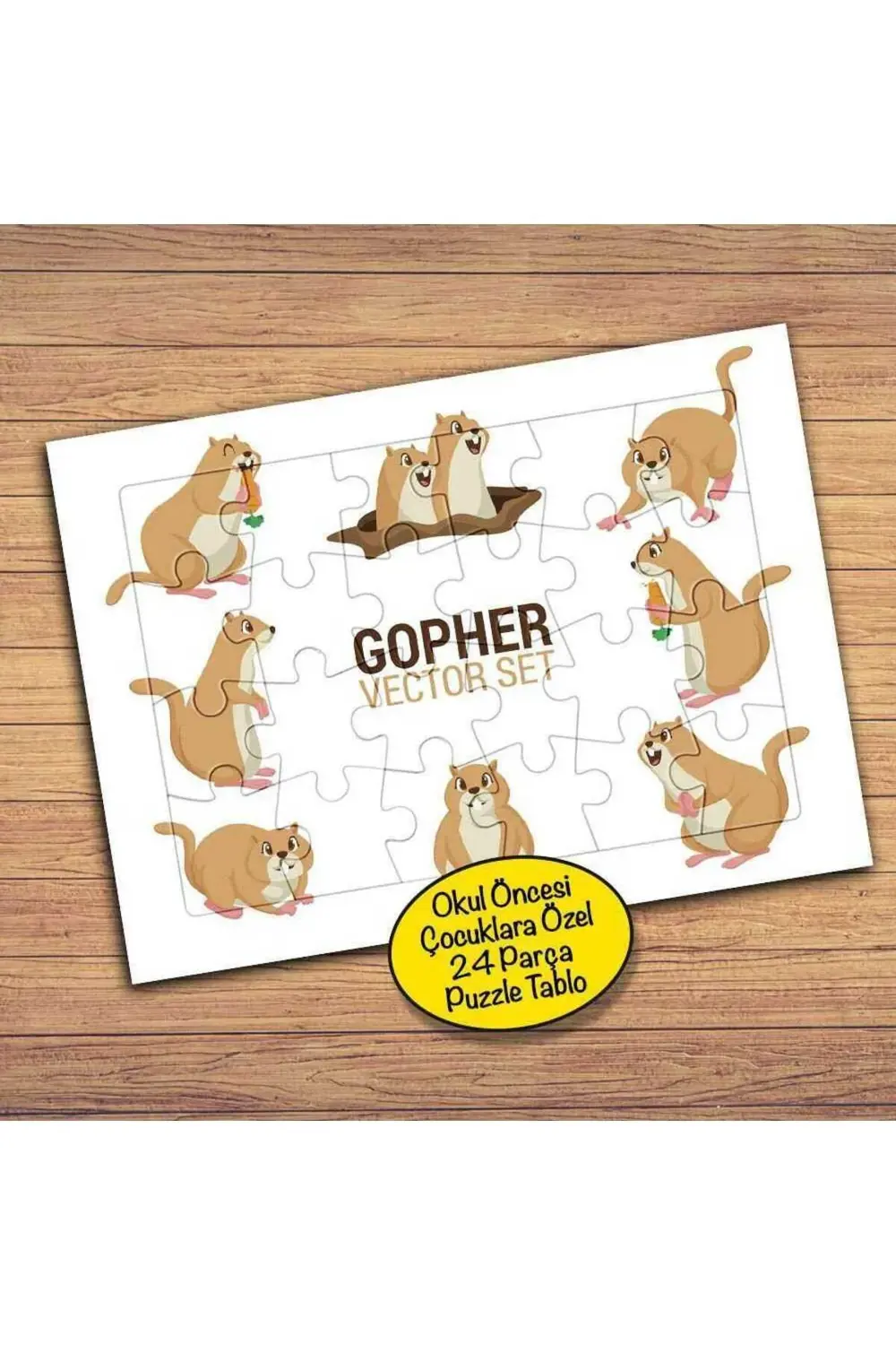 Sevimli Sincap Kolyajı Çocuklara Özel Puzzle Yapboz Tablo-229pz