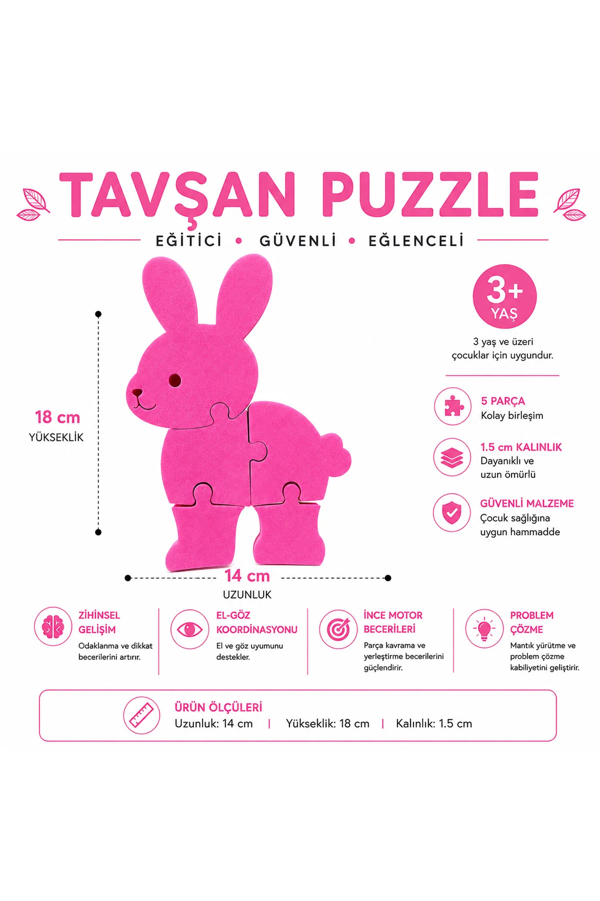 Sevimli Tavşan 3D Baskı Puzzle – 5 Parça Eğitici Çocuk Yapbozu (3+ Yaş) Sevimli Tavşan 3D Baskı Puzzle – 5 Parça Eğitici Çocuk Yapbozu (3+ Yaş)
