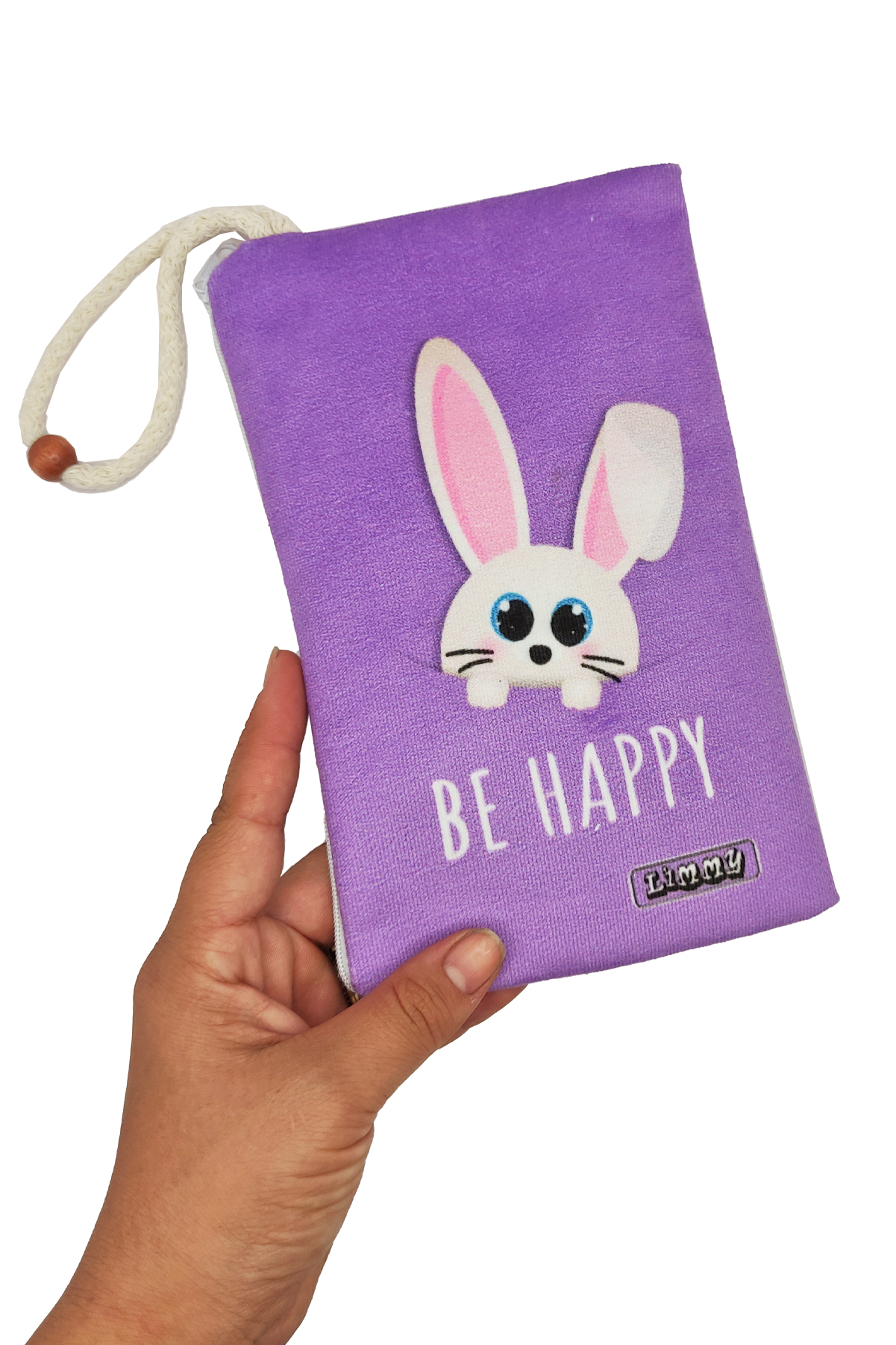 Limmy Sevimli Tavşan Mor Renkli Kalem Kutusu Yıkanabilir Bez Kalemlik 