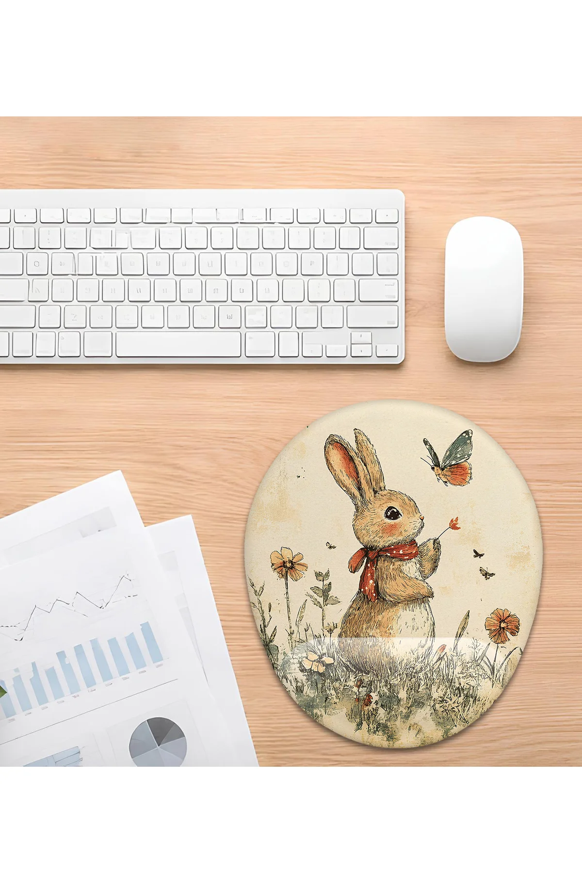Sevimli Tavşan Bilek Destekli Mouse Pad Ergonomik Kaymaz Taban Mo