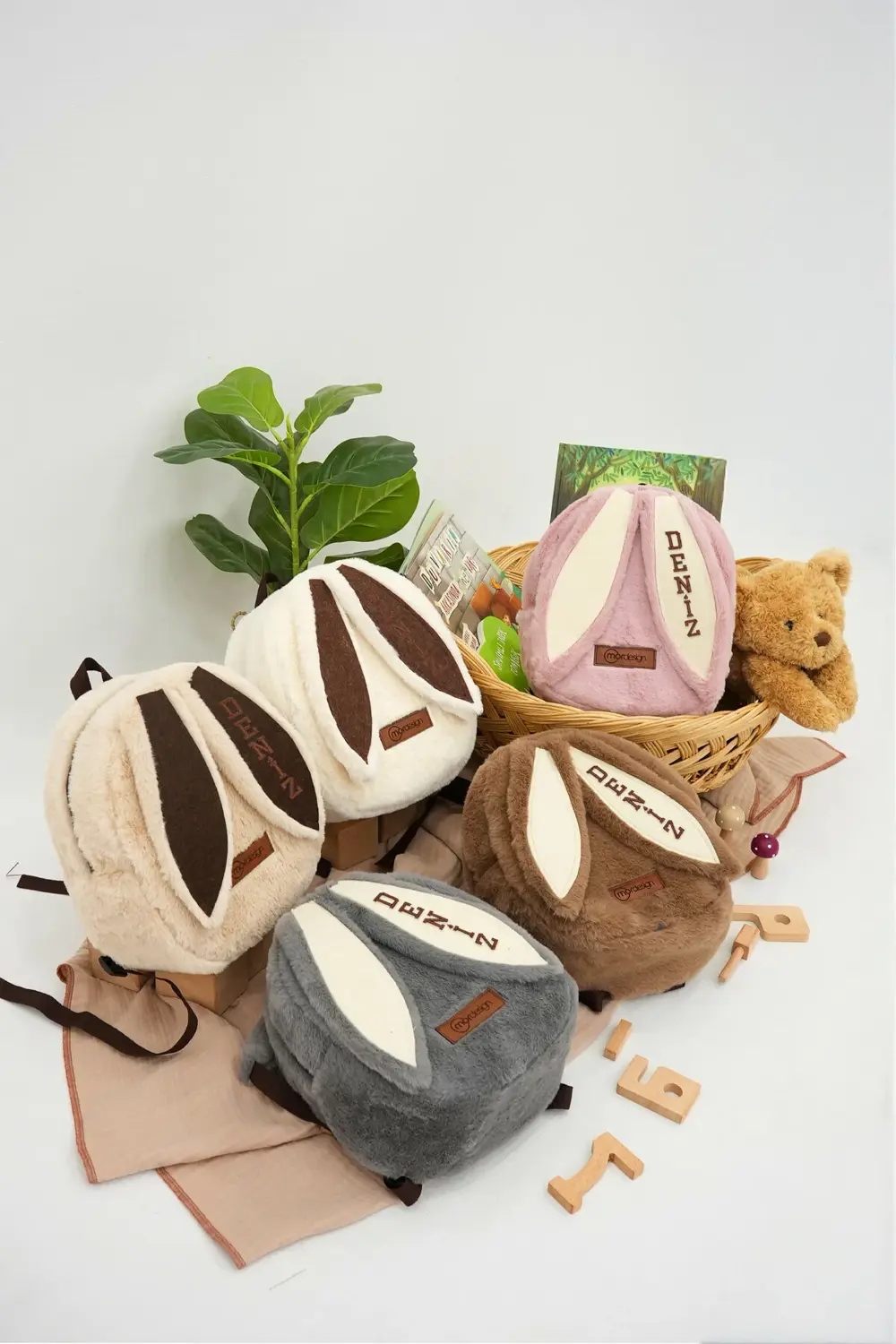 Sevimli Tavşan Çocuk Sırt Çantası: Kreş Peluş Kumaş Çanta, (İSTED