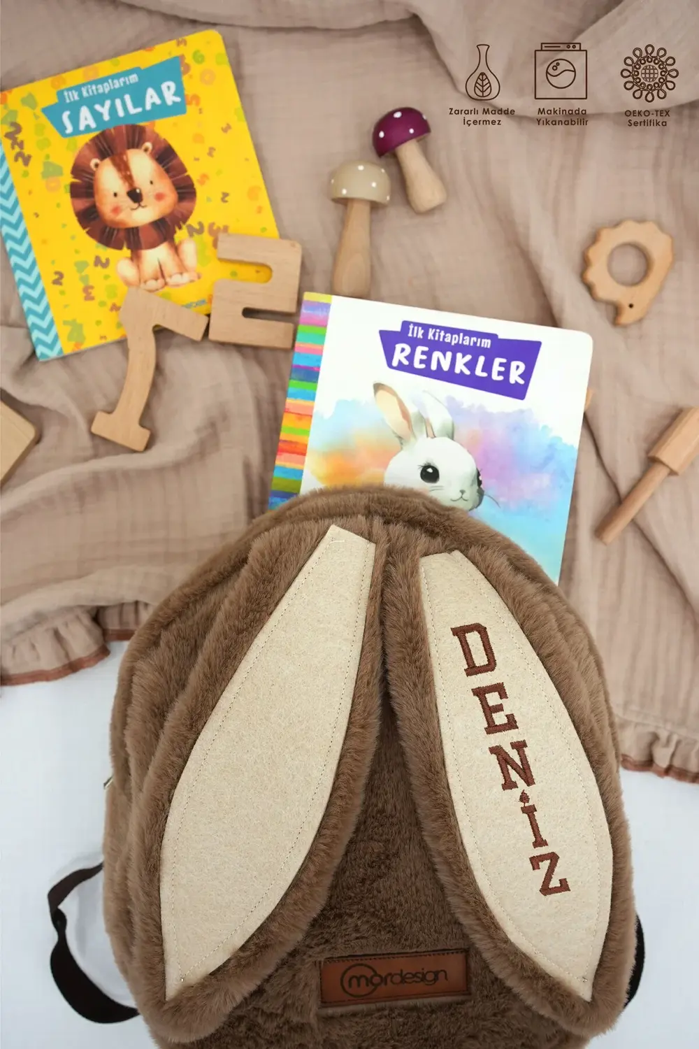 Sevimli Tavşan Çocuk Sırt Çantası: Kreş Peluş Kumaş Çanta, (İSTED