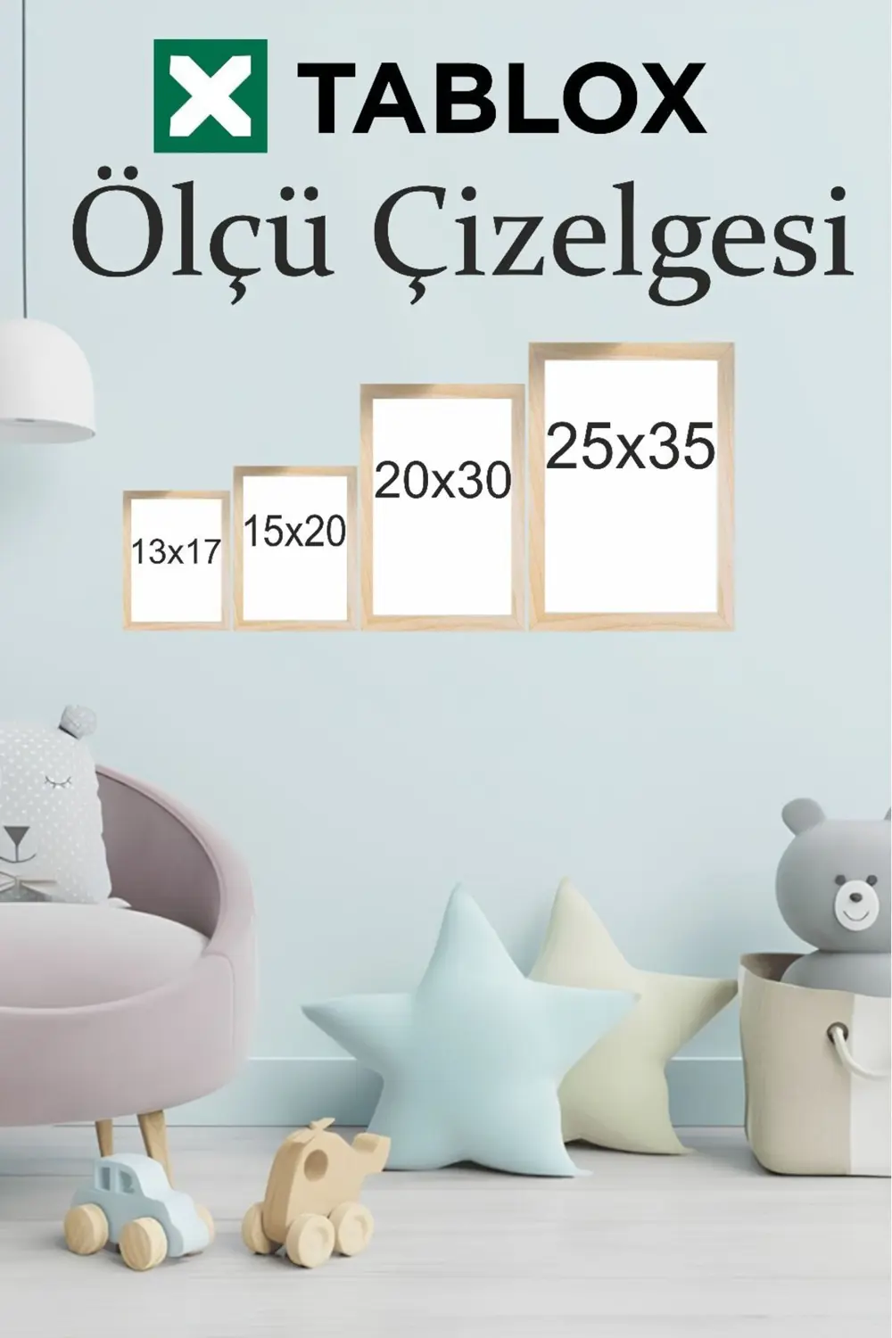 Sevimli Tavşan ,Fİl ,Zürafa ,3’lü Çerçeve Görünümlü Modern MDF Ta