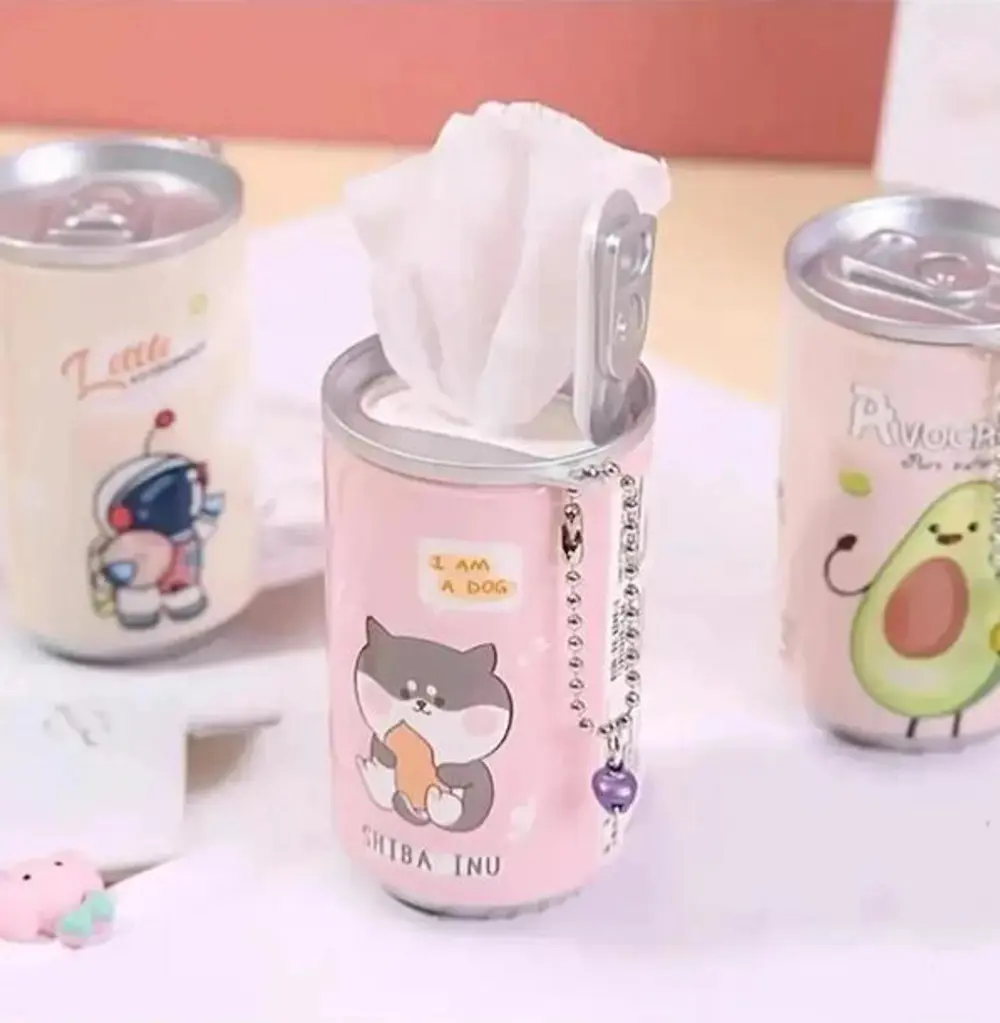 Sevimli Teneke Kutu Görünümlü Islak Mendil Anahtarlık Çanta Süsü 