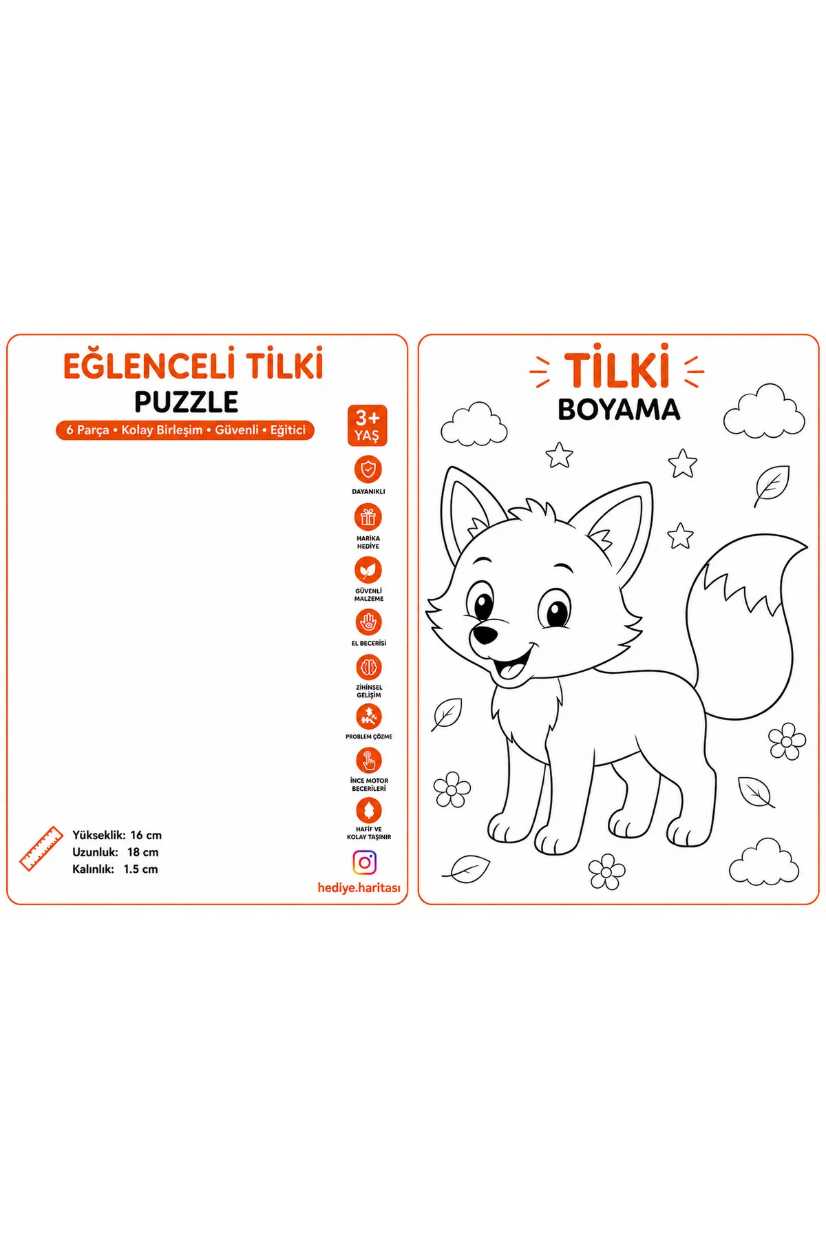 Sevimli Tilki 3D Baskı Puzzle – 6 Parça Eğitici Çocuk Yapbozu (3+ Yaş) Sevimli Tilki 3D Baskı Puzzle – 6 Parça Eğitici Çocuk Yapbozu (3+ Yaş)