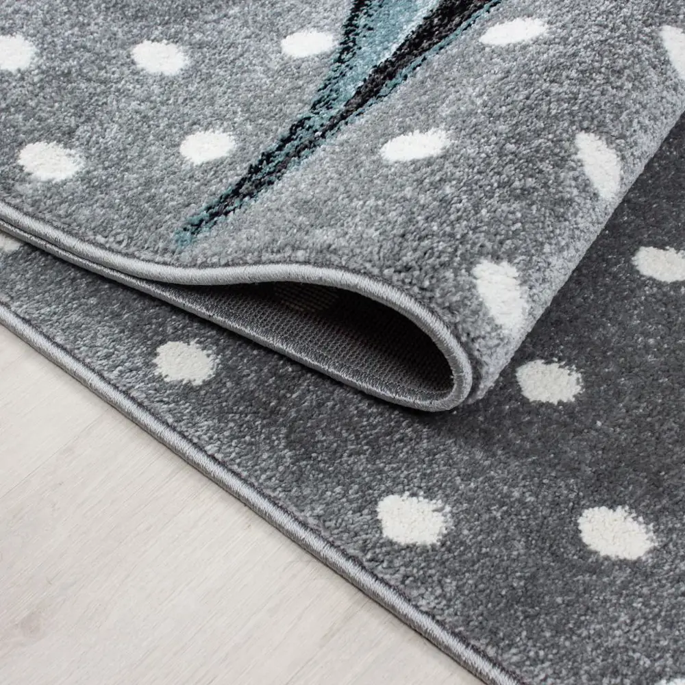 Sevimli Unicorn Tasarım Halı Mavi Gri Halı Yumuşak Dikdörtgen Jüt