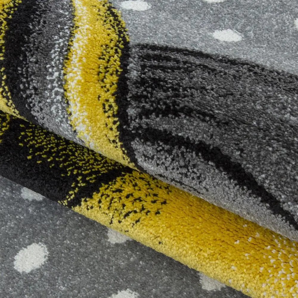 Sevimli Unicorn Tasarım Halı Sarı Gri Halı Yumuşak Yuvarlak Jüt H