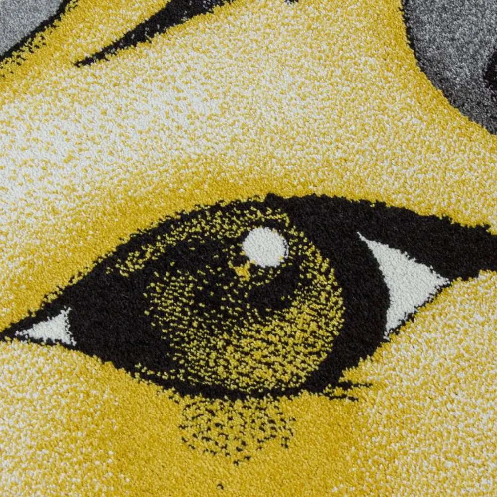 Sevimli Unicorn Tasarım Halı Sarı Gri Halı Yumuşak Yuvarlak Jüt H