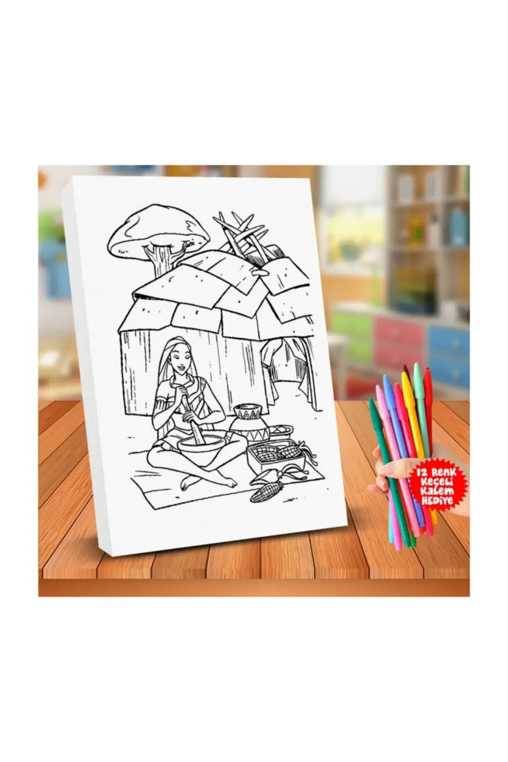 Sevimli Yemek Yapan Kız 25x35 cm Çocuk Boyama Tablosu-366