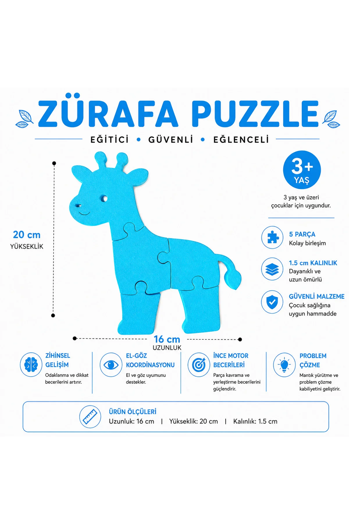 Sevimli Zürafa 3D Baskı Puzzle – 5 Parça Eğitici Çocuk Yapbozu 3+ Yaş Sevimli Zürafa 3D Baskı Puzzle – 5 Parça Eğitici Çocuk Yapbozu 3+ Yaş