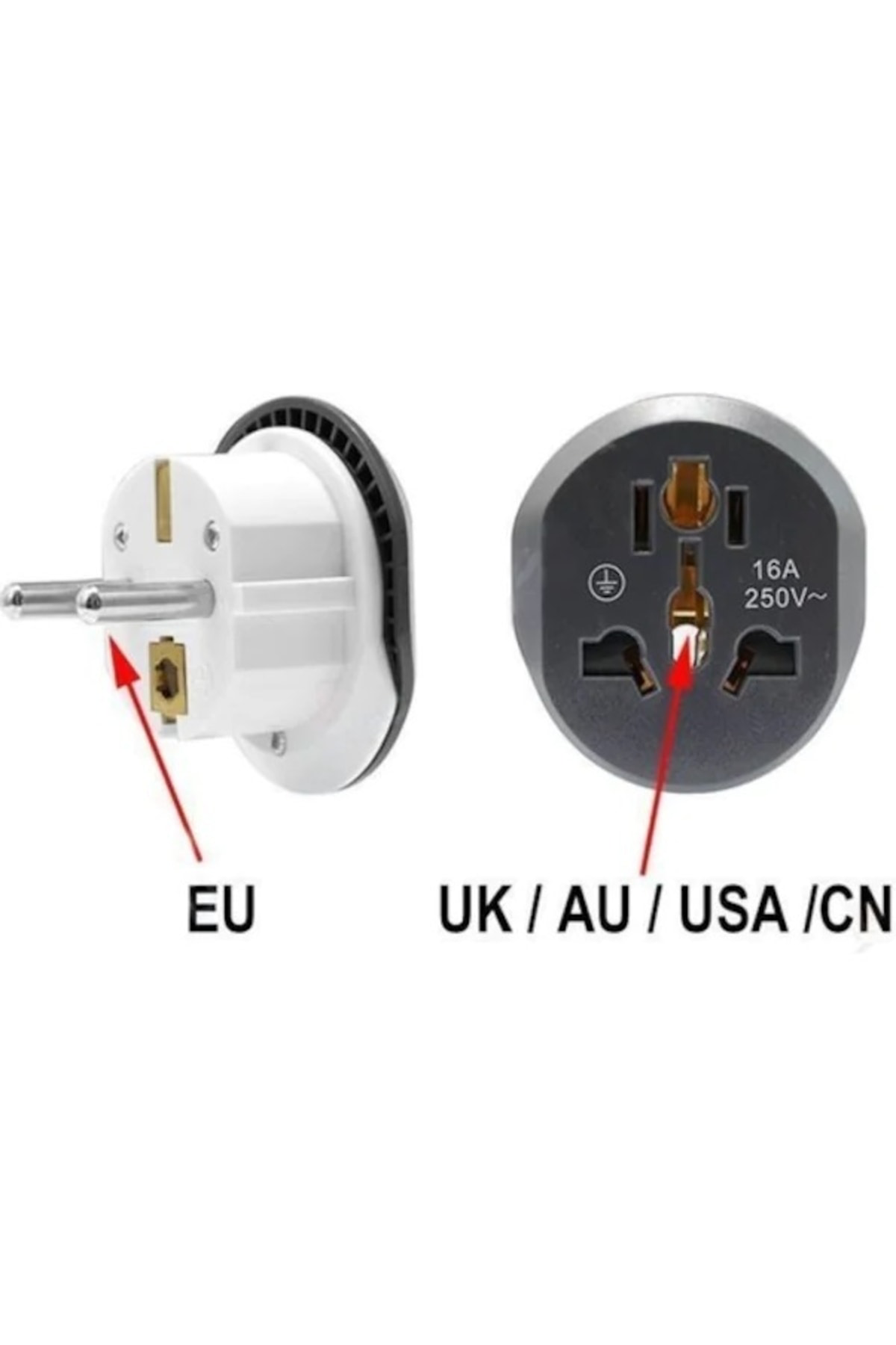Seyahat Adaptörü Universal Türk Çevirici Siyah Beyaz 16a Priz Çev