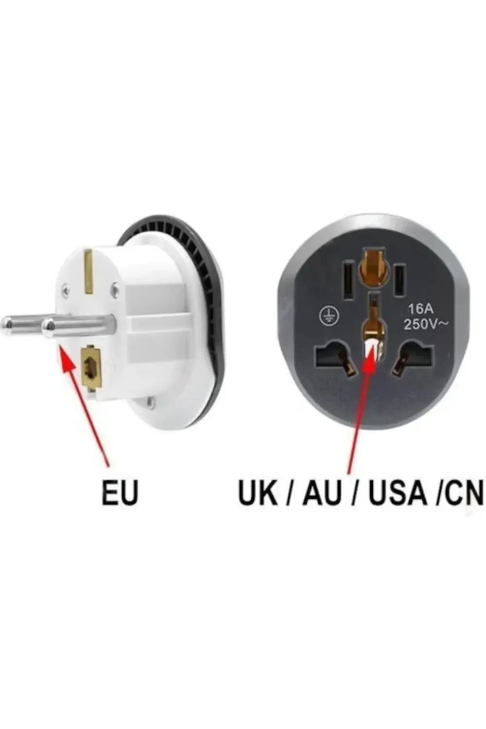 Seyahat Adaptörü Universal Türk Çevirici Siyah Beyaz 16a Priz Çev