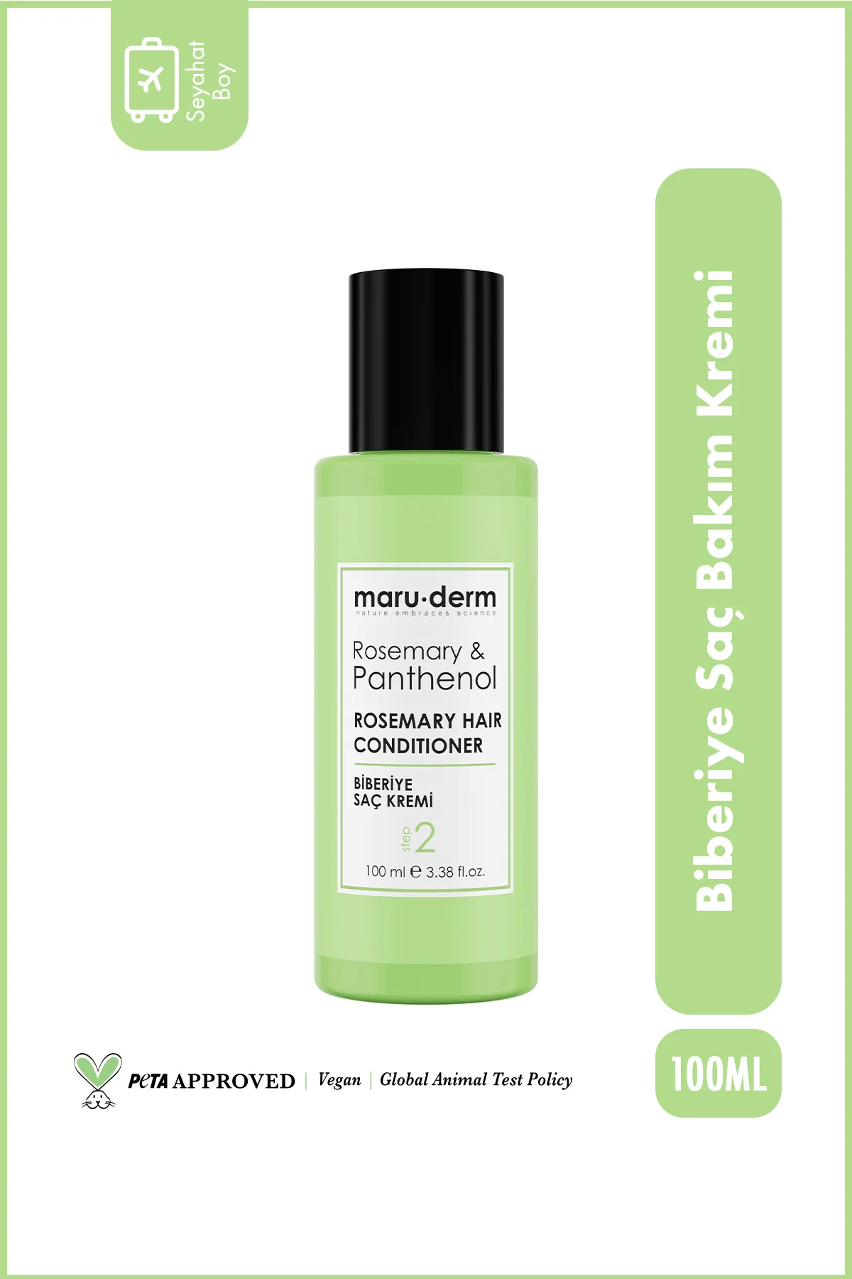 Seyahat Boy - Biberiye Saç Bakım Kremi 100 ml | Tüm Saç Tipleri | Vegan