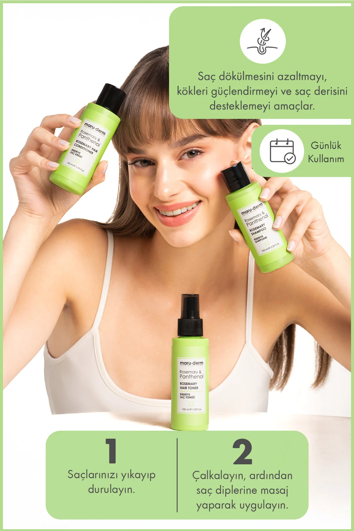 Seyahat Boy - Biberiye Saç Bakım Toniği 100 ml | Tüm Saç Tipleri 