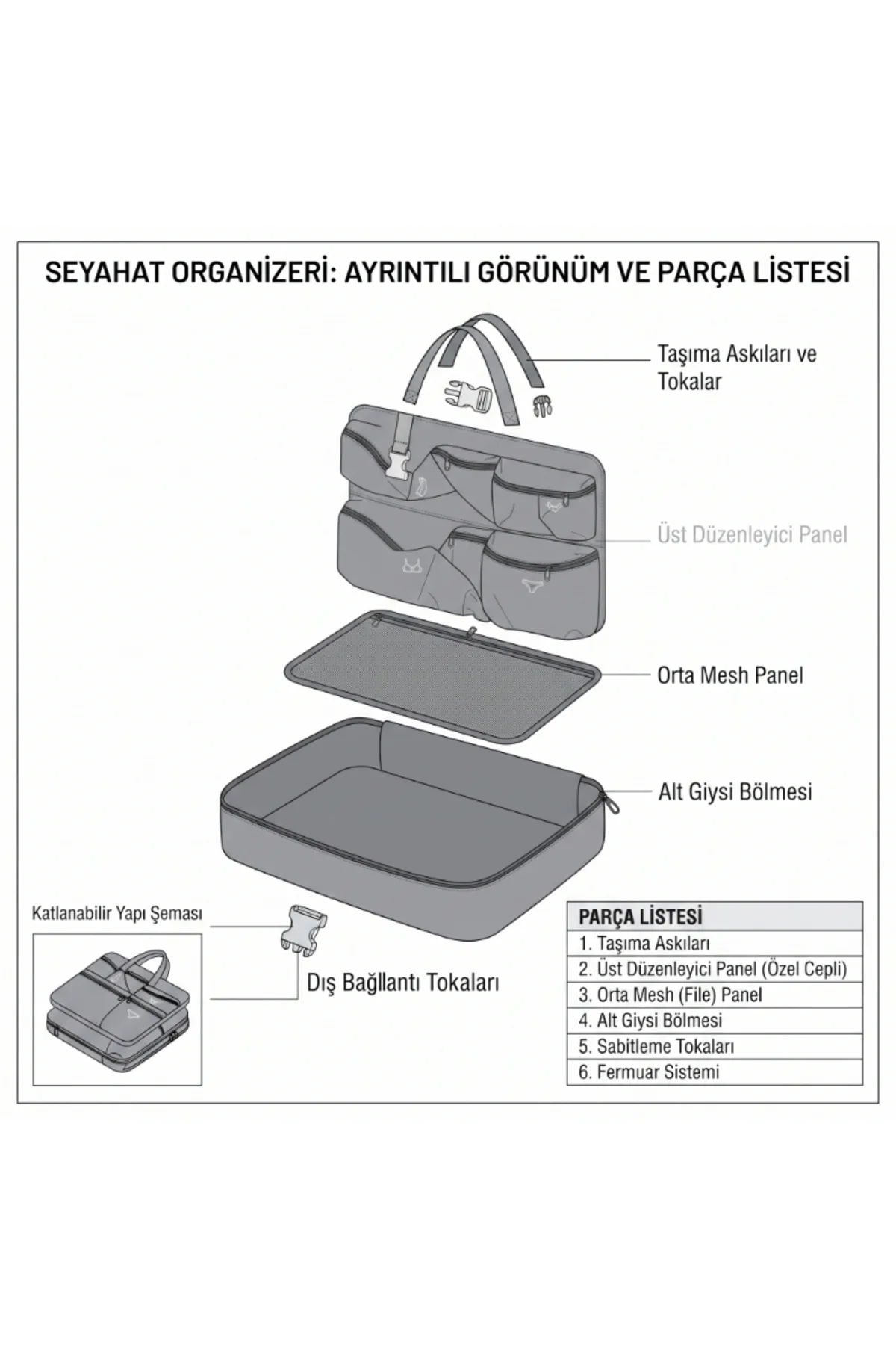 Seyahat Çantası - Yer Küçültücü Organizer - Çok Bölmeli Seyahat Çantası - Yer Küçültücü Organizer - Çok Bölmeli - Görsel 3