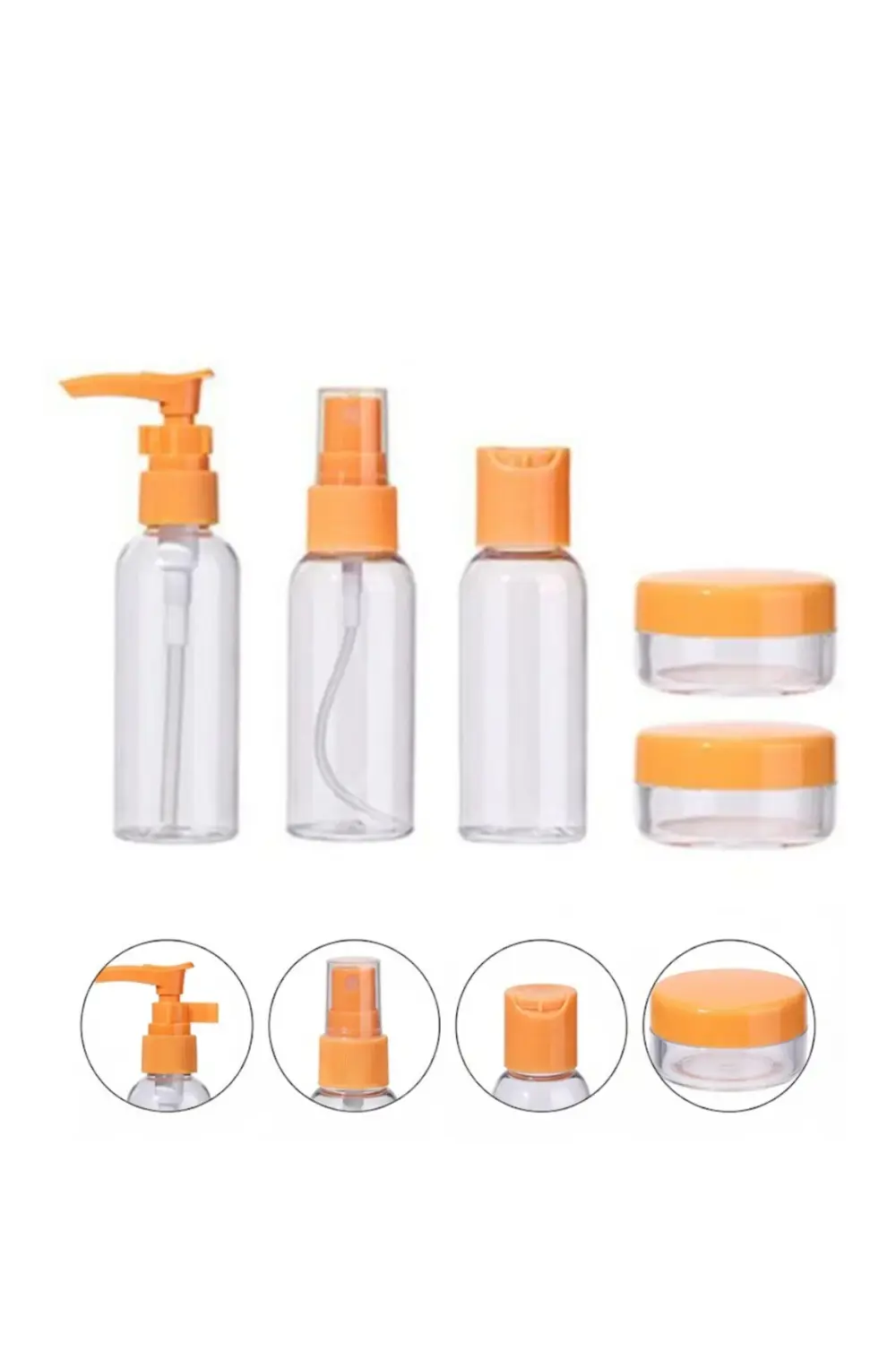 Seyahat İçin 5’li Şeffaf Kozmetik Kap Seti 30 ml