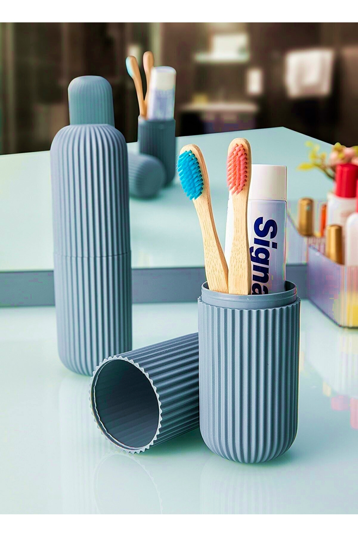 Seyahat Saklama Kabı Diş Fırçalık Organizer Banyo Kutusu Çok Amaç