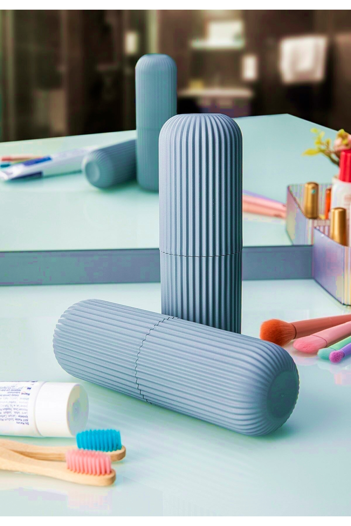 Seyahat Saklama Kabı Diş Fırçalık Organizer Banyo Kutusu Çok Amaç