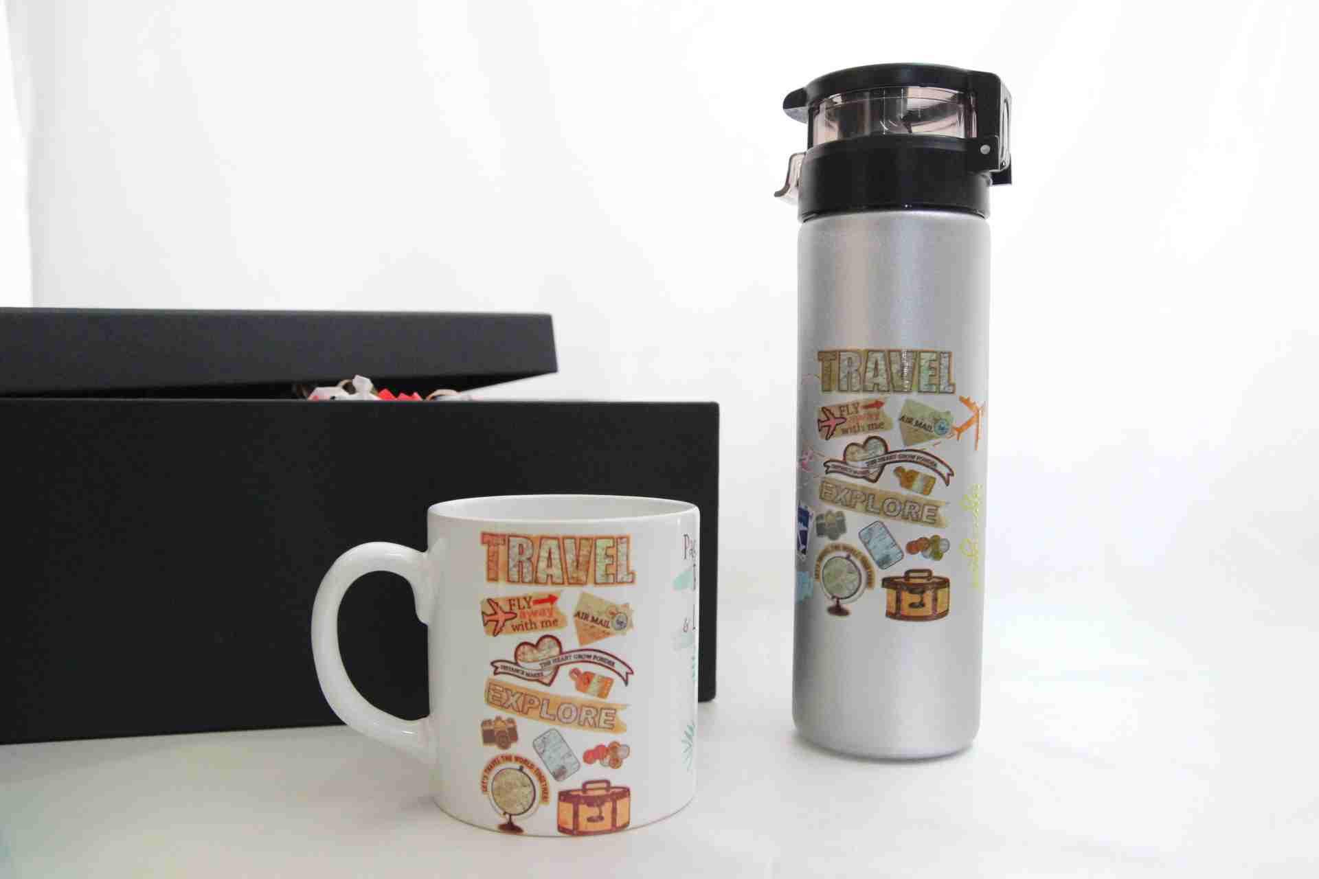 Seyahat Temalı Hediye Seti - Termos ve Kupa Bardak Hediye Kutusu