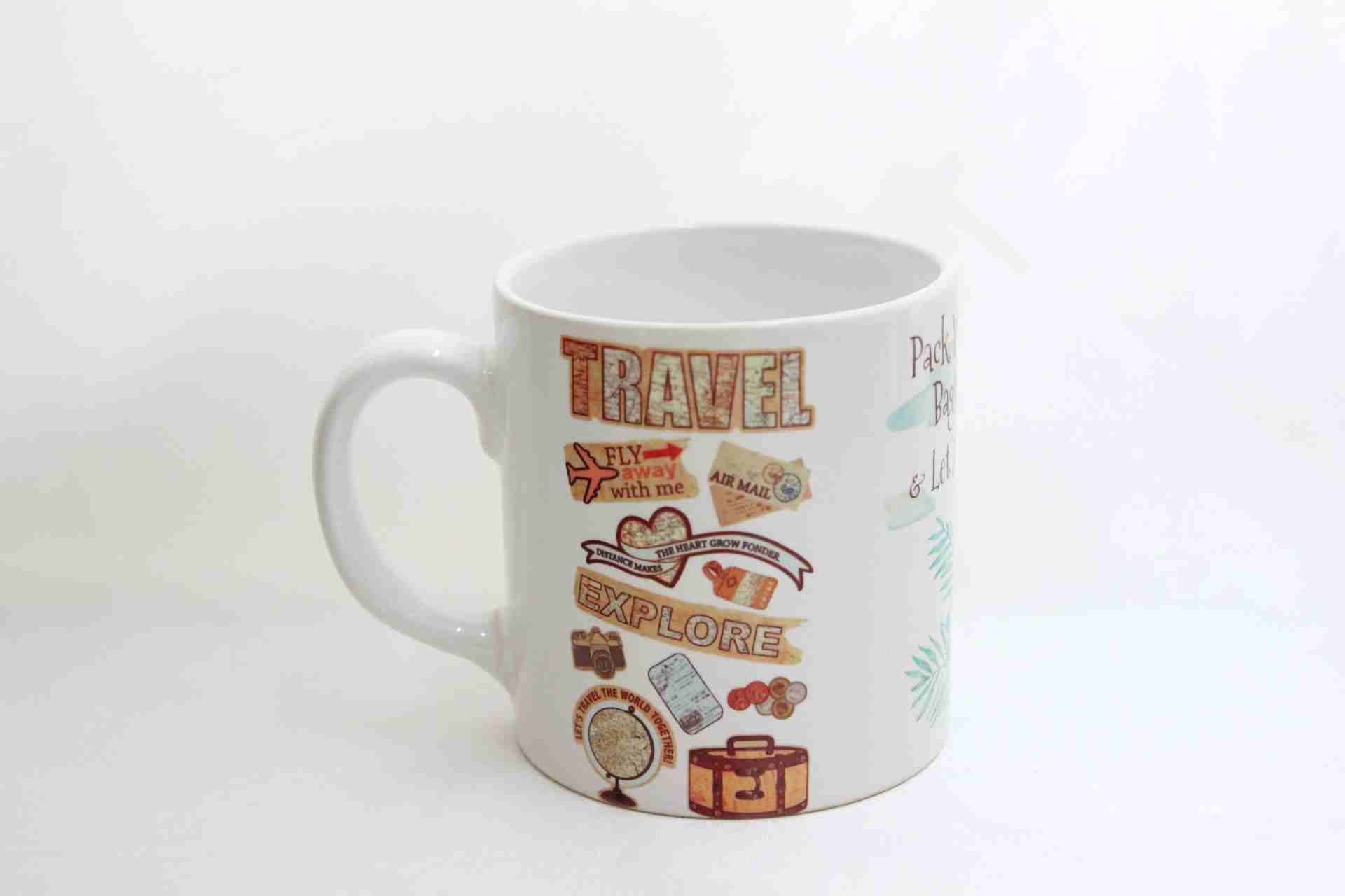 Seyahat Temalı Hediye Kutusu Kupa Bardak ve Defter Hediye Seti