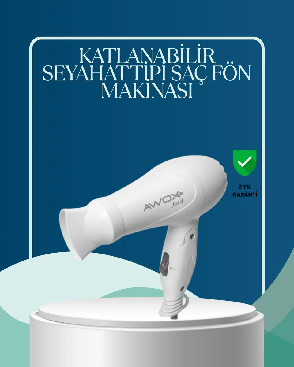 Seyahat Uyumlu Kompakt Saç Kurutma Makinesi - Hafif Tasarım ve F Prizi Uyumlu
