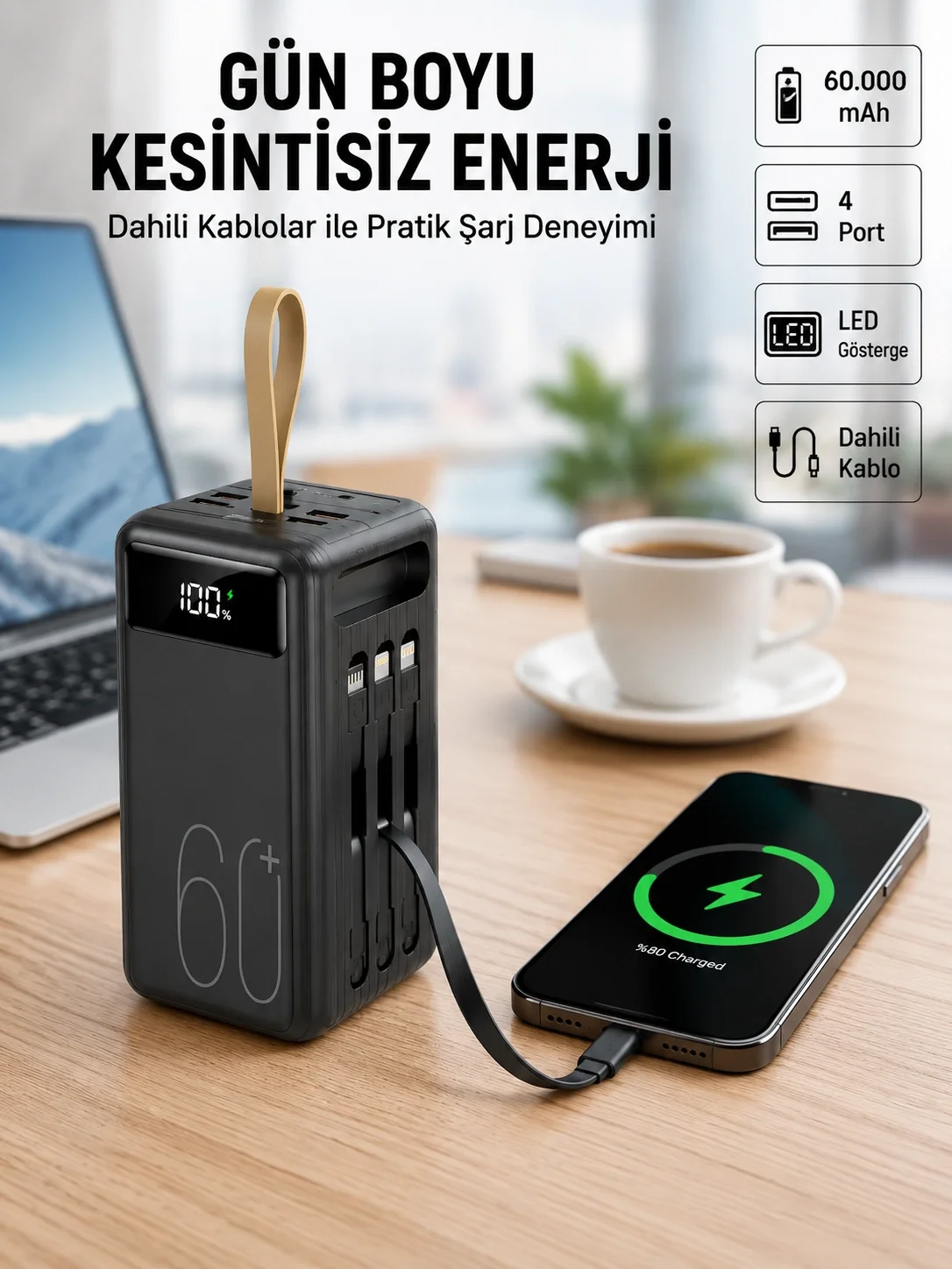 Seyahat ve Kamp İçin Portatif Güç Kaynağı Powerbank Yeni Nesil