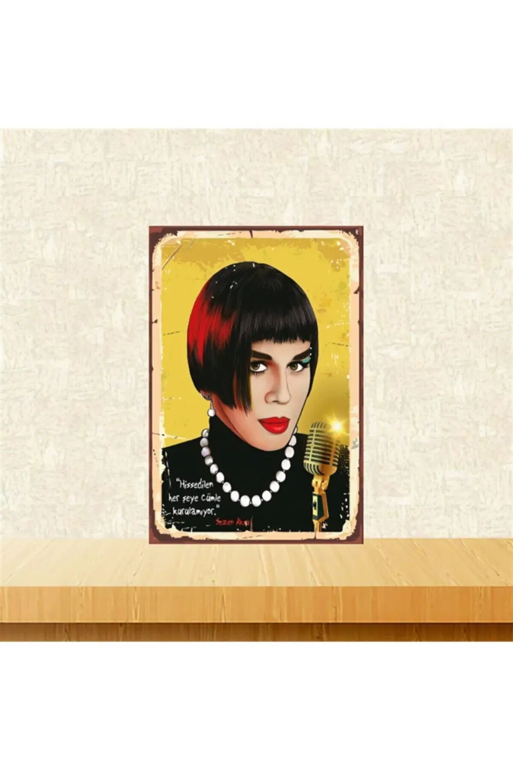 Sezen Aksu 20-30 cm Retro Ahşap Tablo Tkfx5861