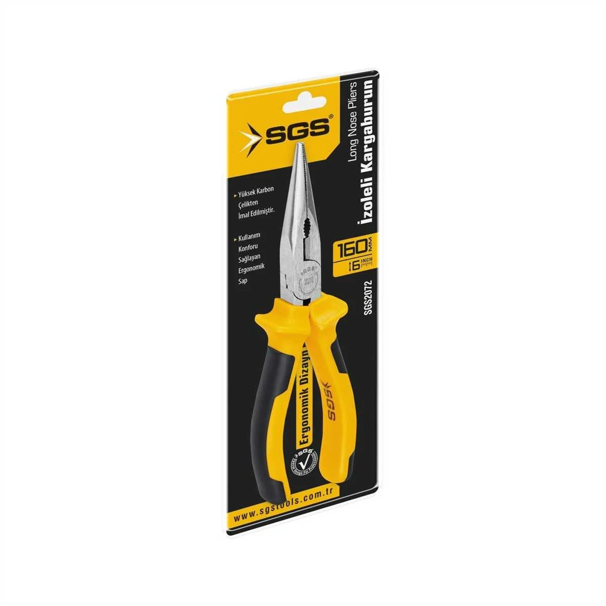 SGS 2072 İzoleli Düz Uçlu Kargaburun 160 mm 6 İnç