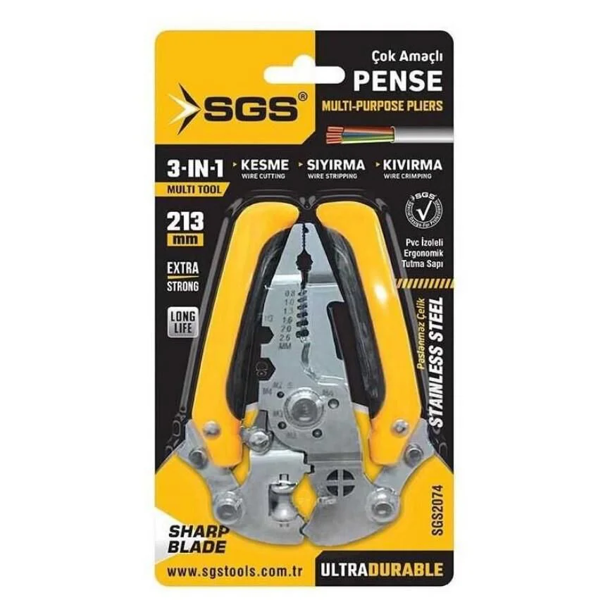 SGS 2074 Çok Amaçlı Elektrikçi Pense Seti - 160 mm Krom Vanadyum Çelik SGS 2074 Çok Amaçlı Elektrikçi Pense Seti - 160 mm Krom Vanadyum Çelik