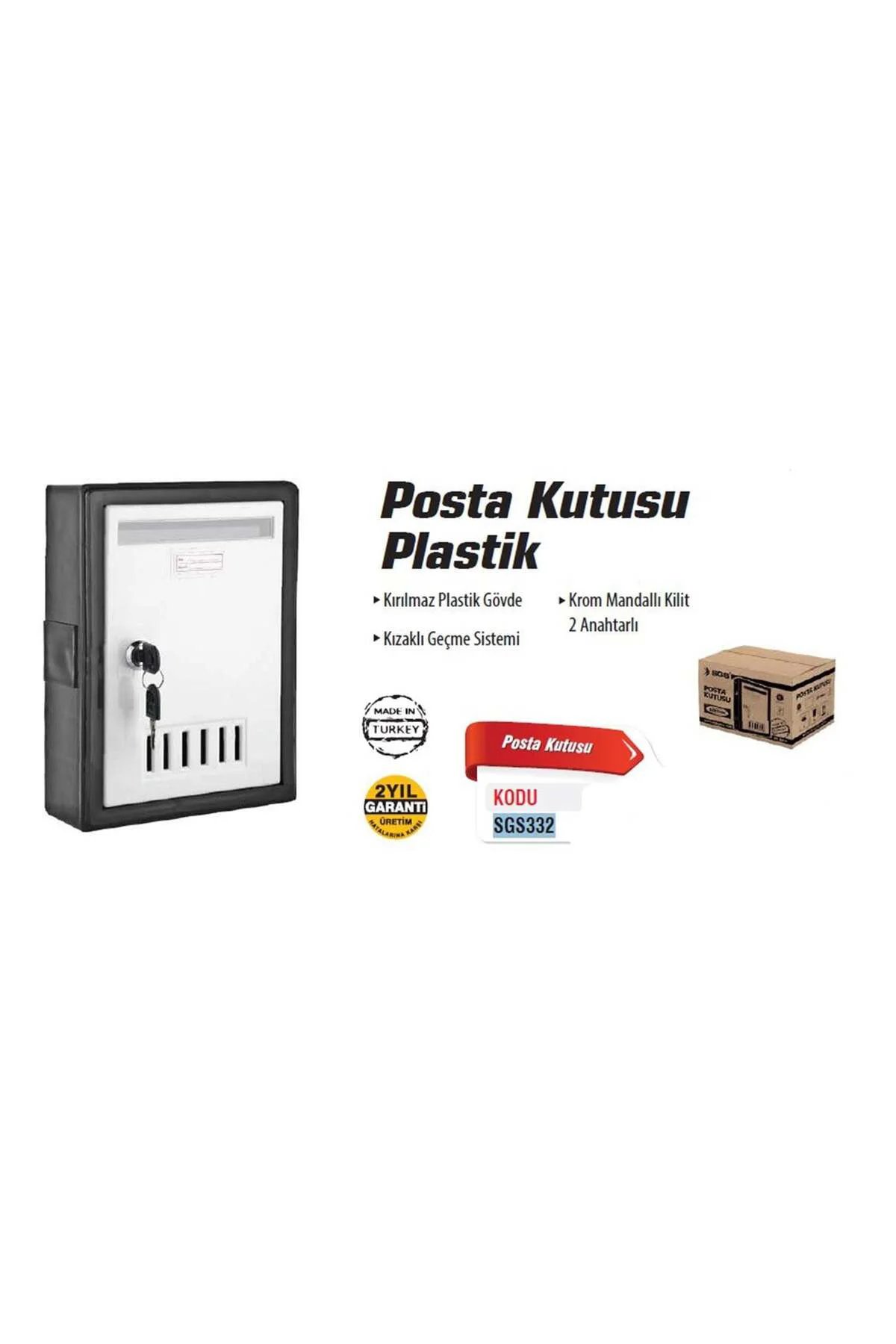 SGS 332 Plastik Posta Kutusu 2 Anahtarlı