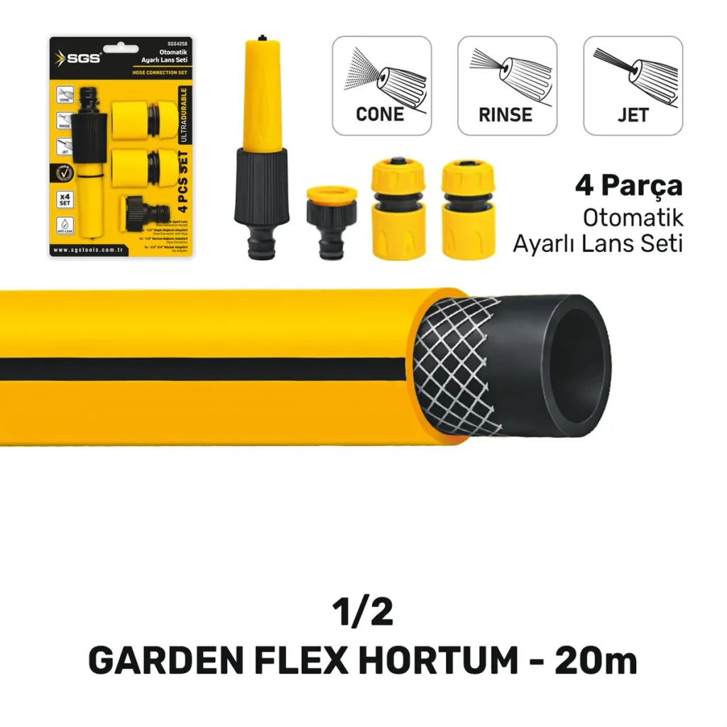 SGS Gardenflex Hortum Bahçe Sulama Seti 4 Parça