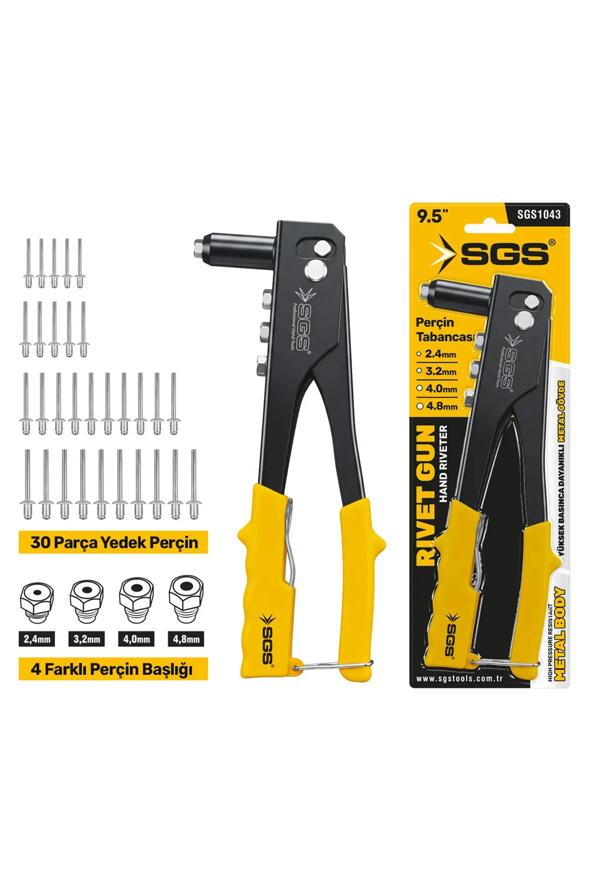 SGS1043 PERÇİN TABANCASI SETİ PERÇİN MAKİNESİ 30 YEDEK PERÇİNLİ