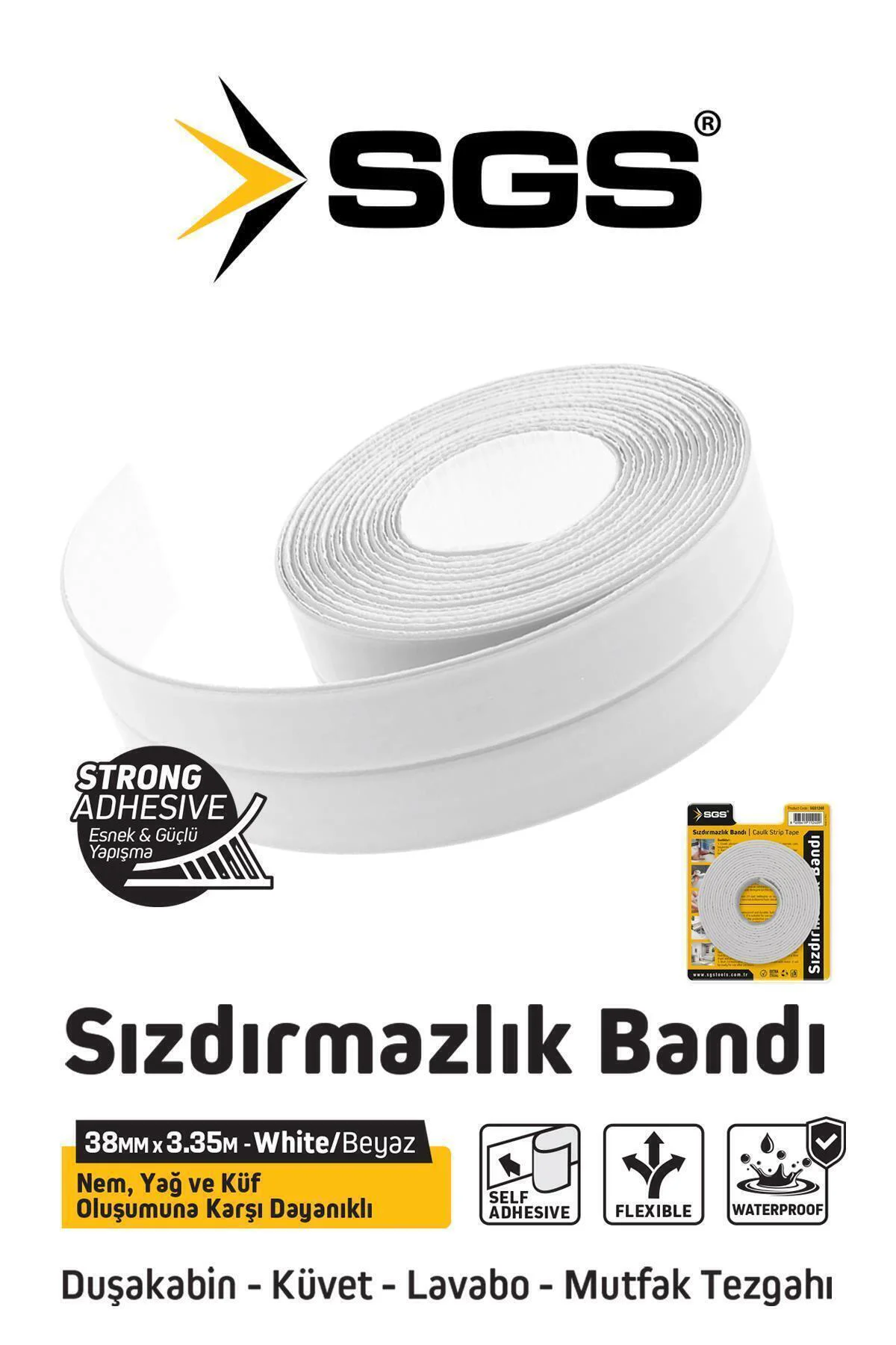 SGS1240 3.35M Banyo Küvet Mutfak Lavabo Beyaz Su Sızdırmaz Bant S