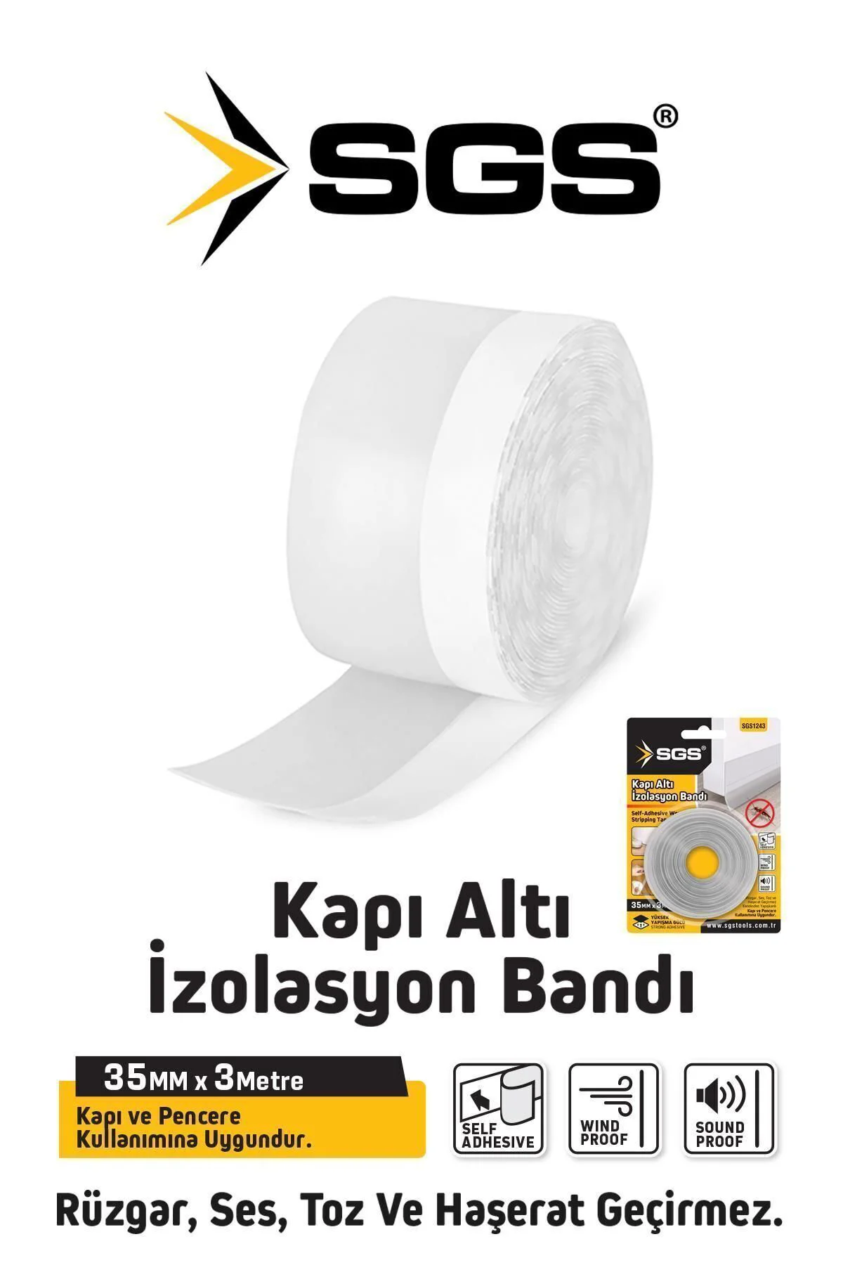 SGS1243 KAPI ALTI İZOLASYON BANDI 35 MM*3 MT YÜKSEK YAPIŞMA GÜCÜ
